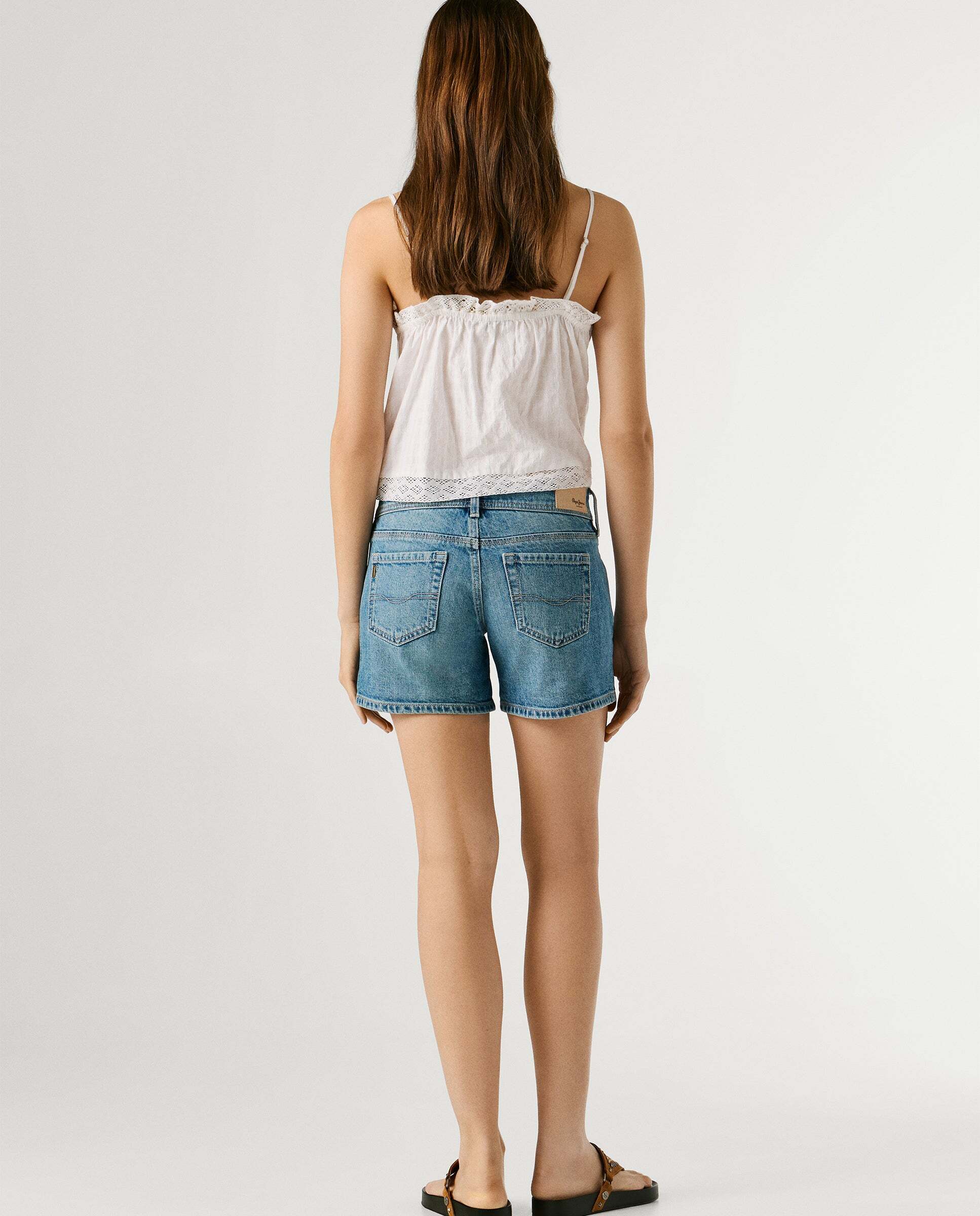 Shorts vaquero de mujer fit regular - Pepe Jeans - Azul claro Verde-4