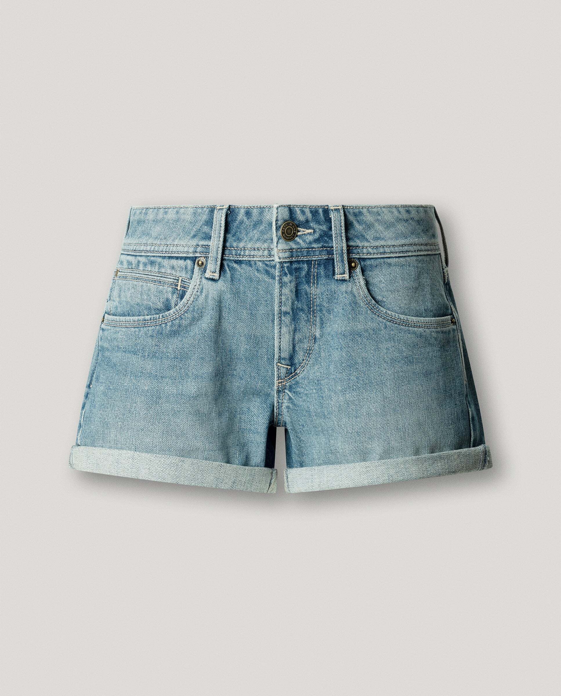 Shorts vaquero de mujer fit regular - Pepe Jeans - Azul claro Verde-10