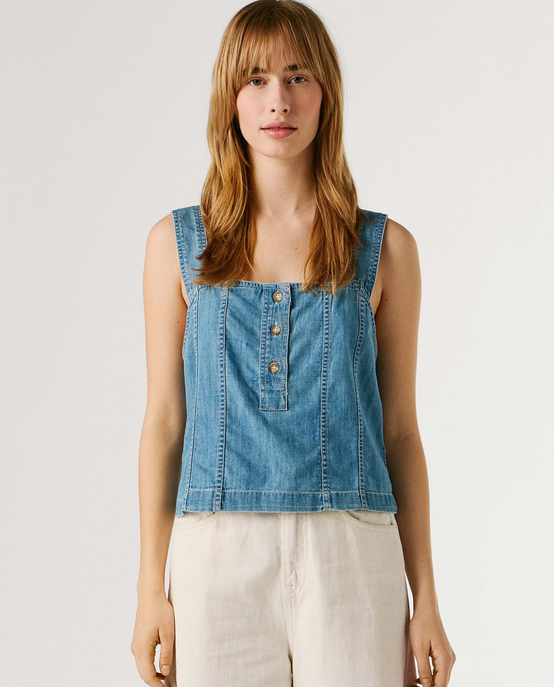 Imagen 0 de Top de mujer denim fit regular Azul