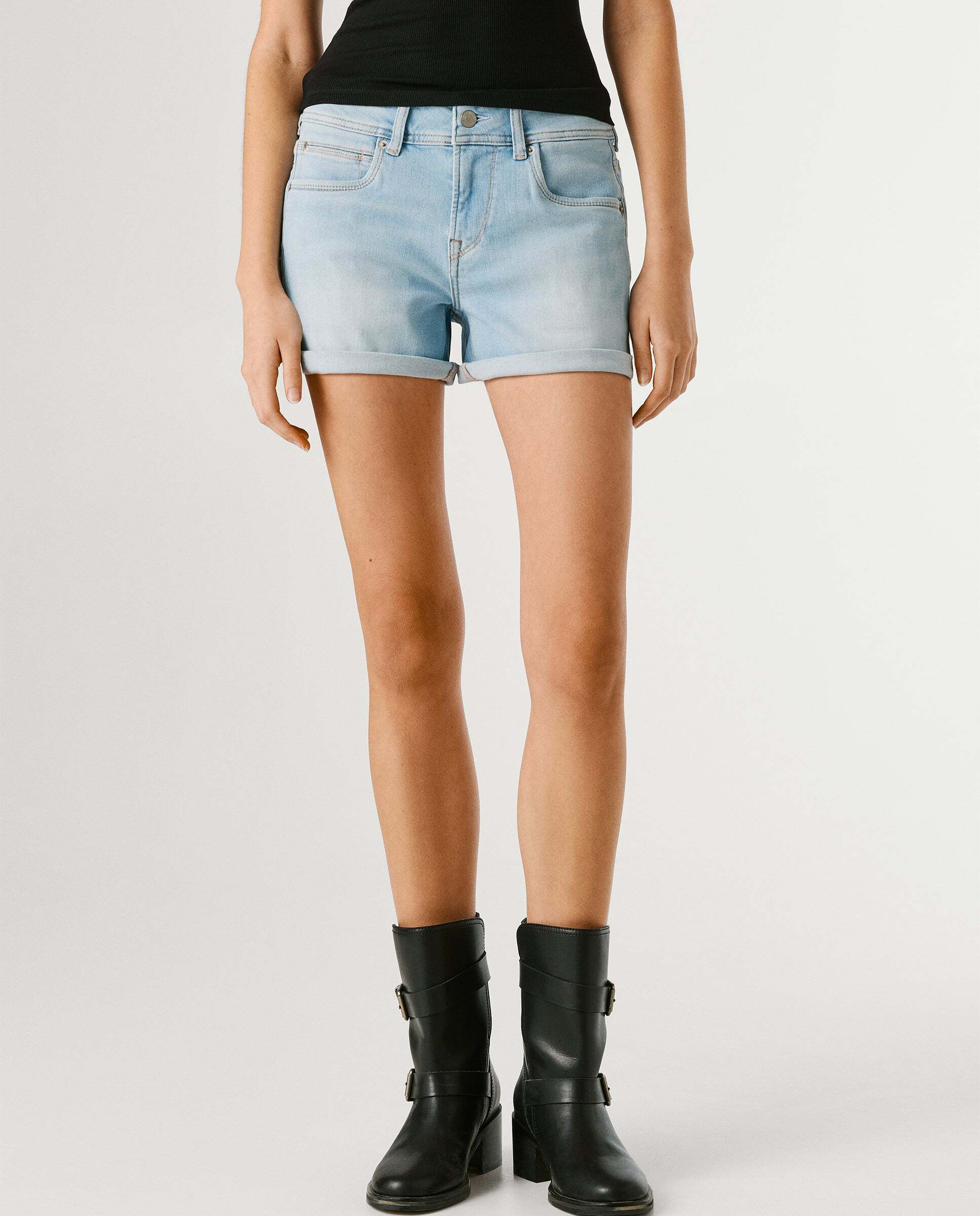 Shorts vaquero de mujer fit regular - Pepe Jeans - Blanco Azul claro-1