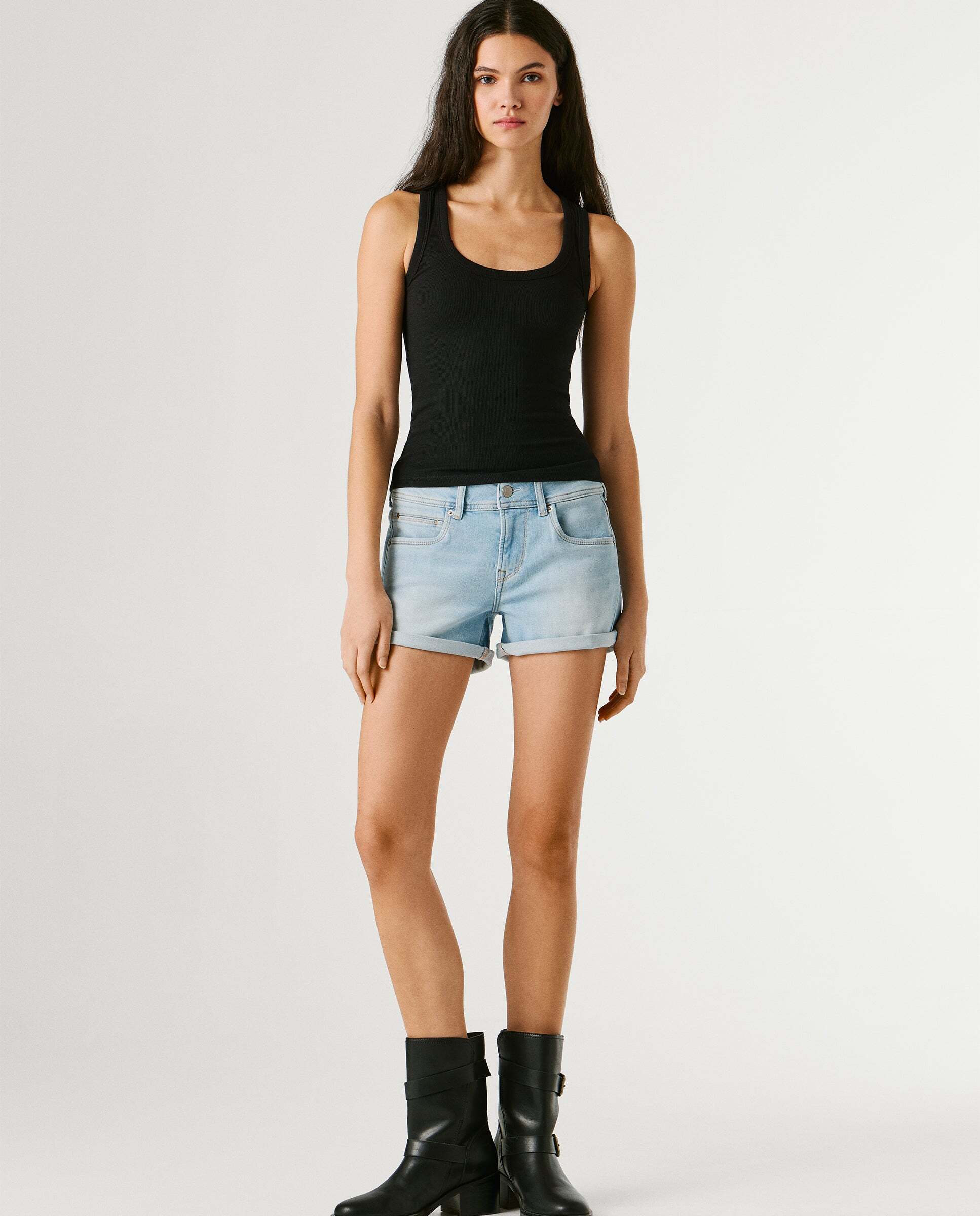 Shorts vaquero de mujer fit regular - Pepe Jeans - Blanco Azul claro-2