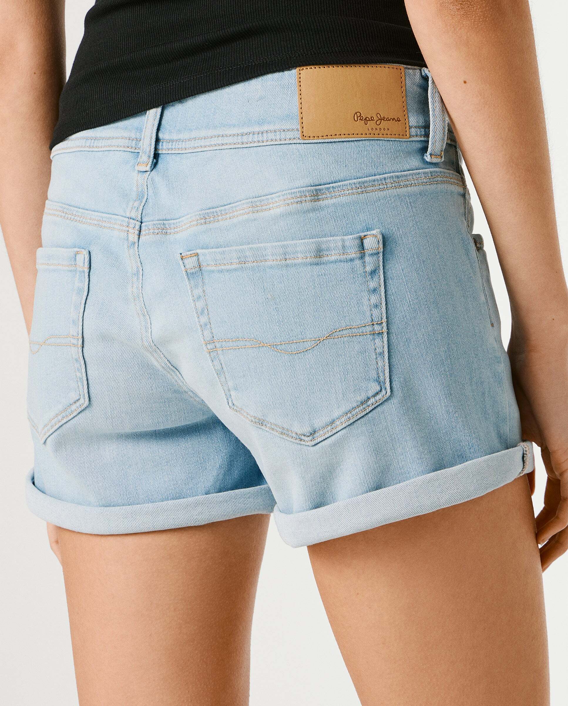 Shorts vaquero de mujer fit regular - Pepe Jeans - Blanco Azul claro-5