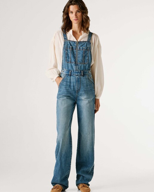 Imagen 0 de Peto vaquero largo de mujer fit regular