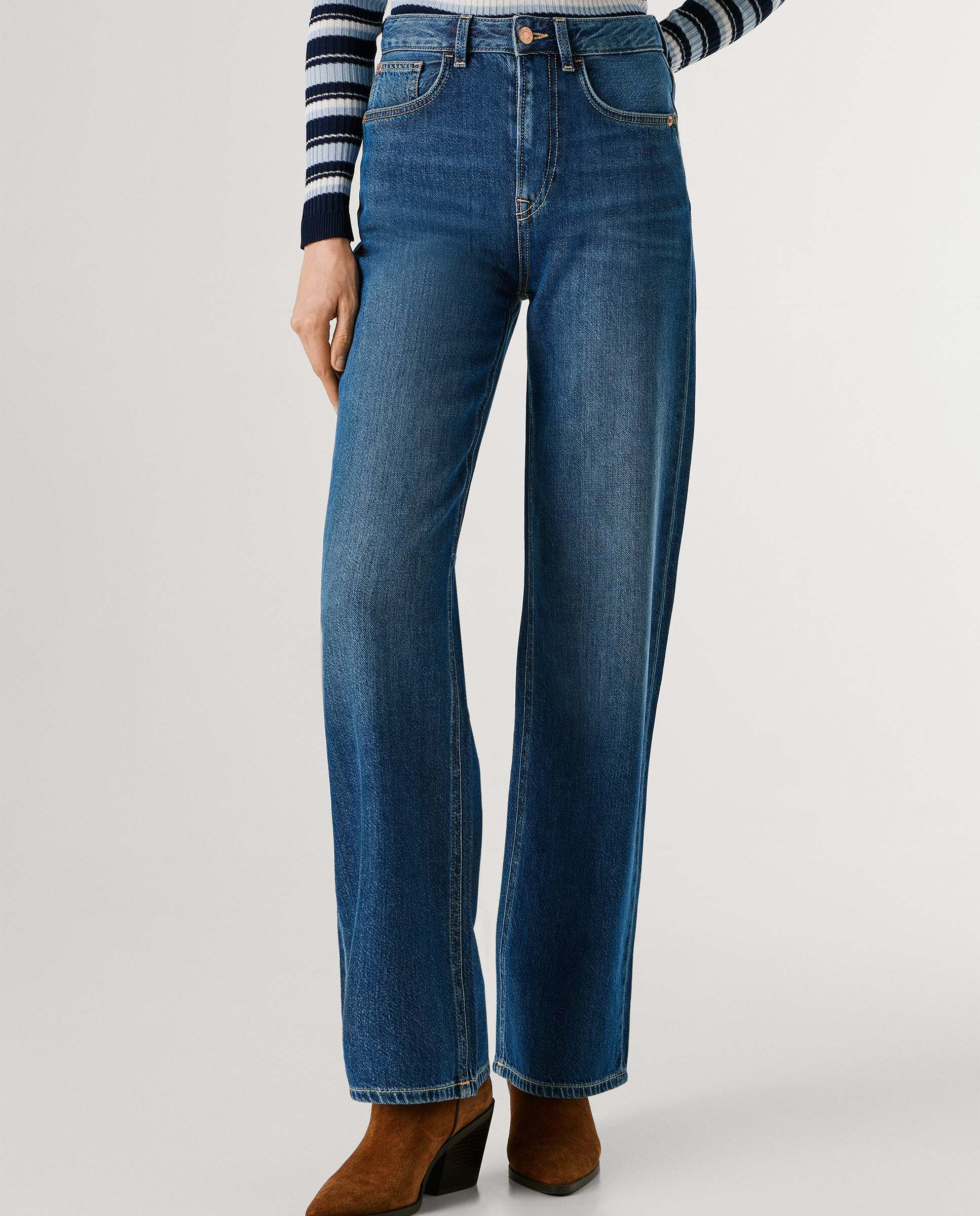 Vaquero de mujer fit recto y tiro alto - Pepe Jeans - Azul Azul-2