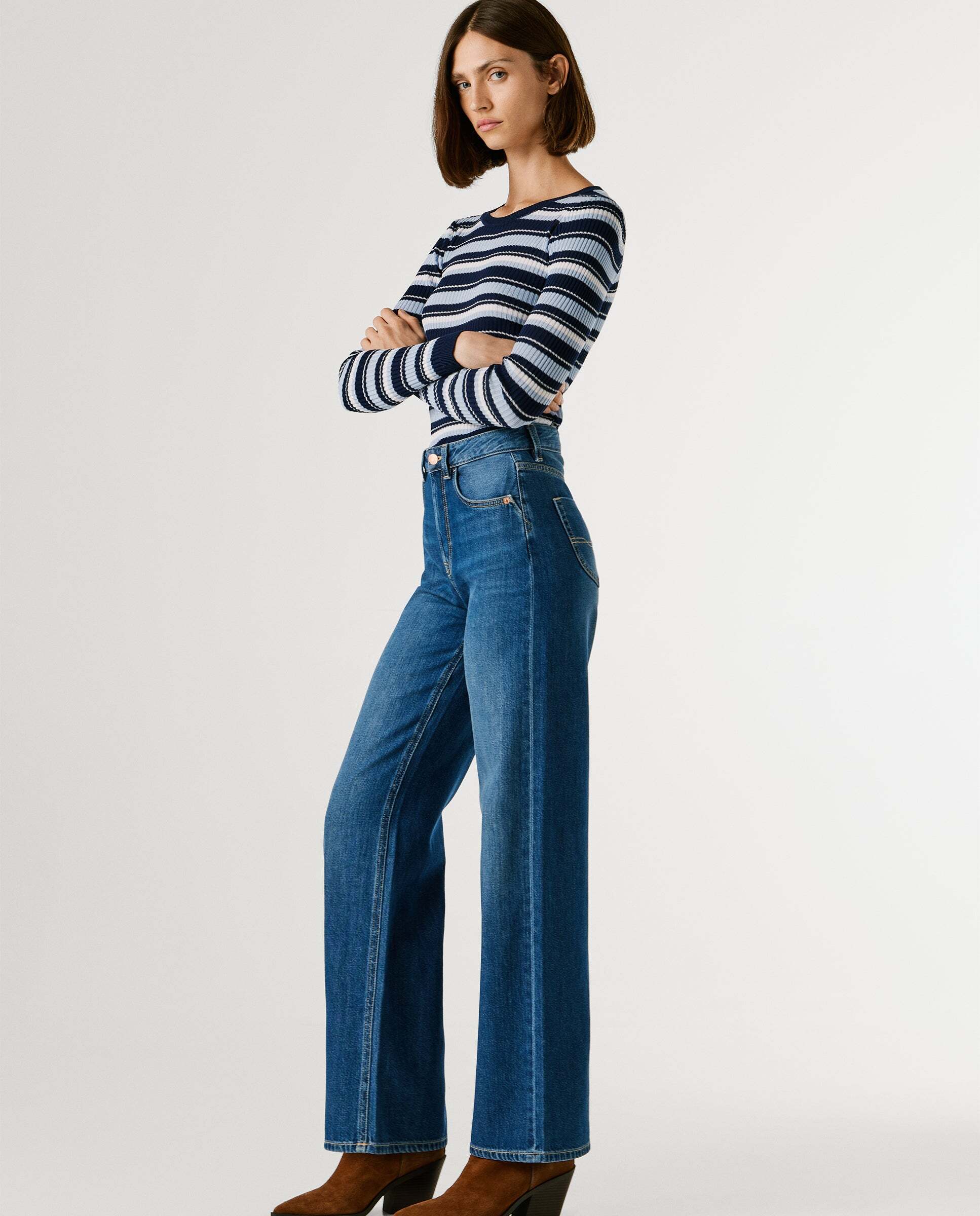 Vaquero de mujer fit recto y tiro alto - Pepe Jeans - Azul Azul-6