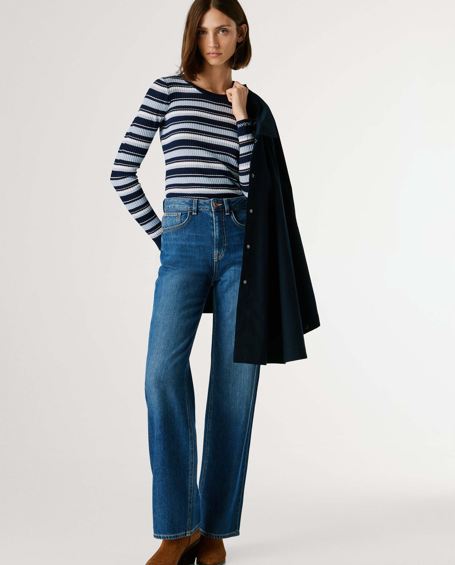 Vaquero de mujer fit recto y tiro alto - Pepe Jeans - Azul Azul-7