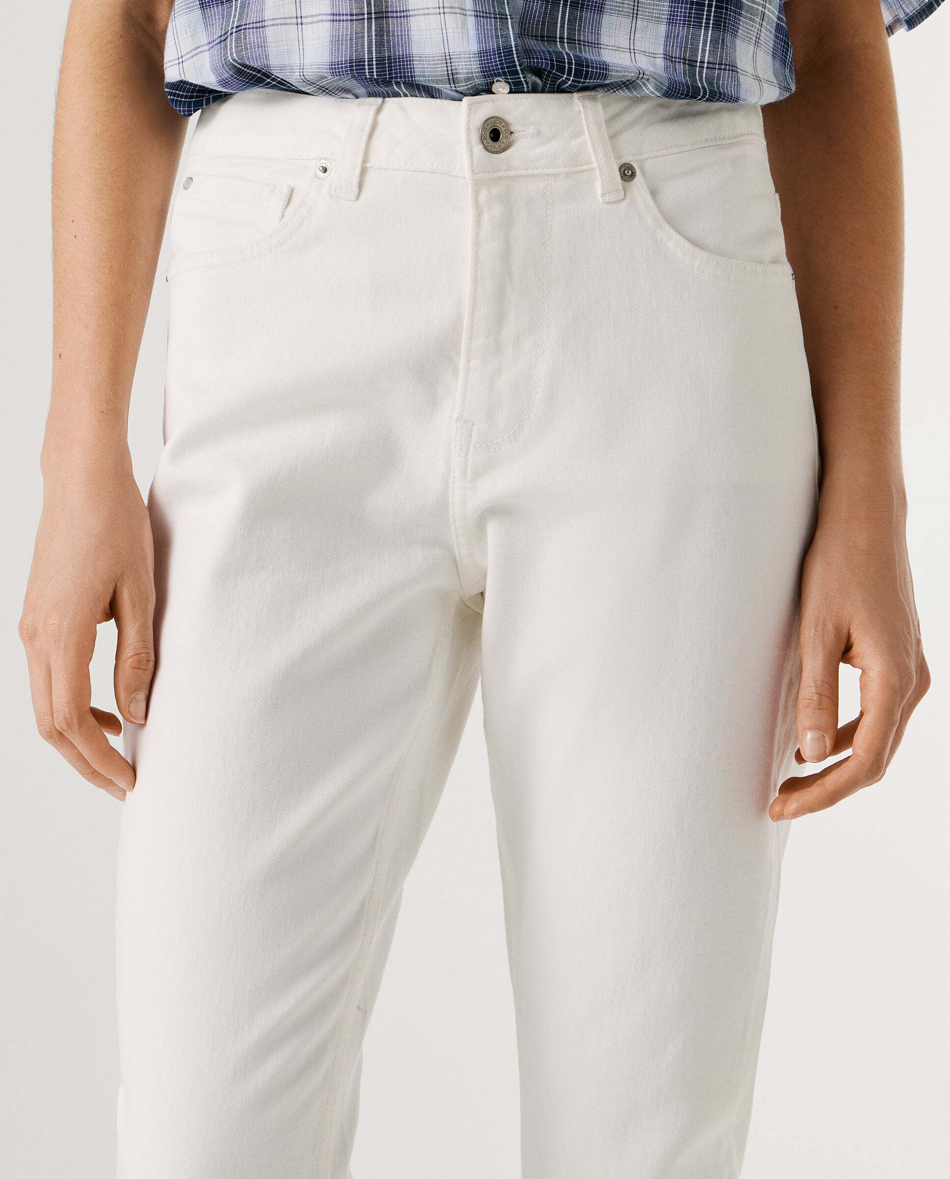 Vaquero de mujer fit taper y tiro alto - Pepe Jeans - Gris Blanco-4