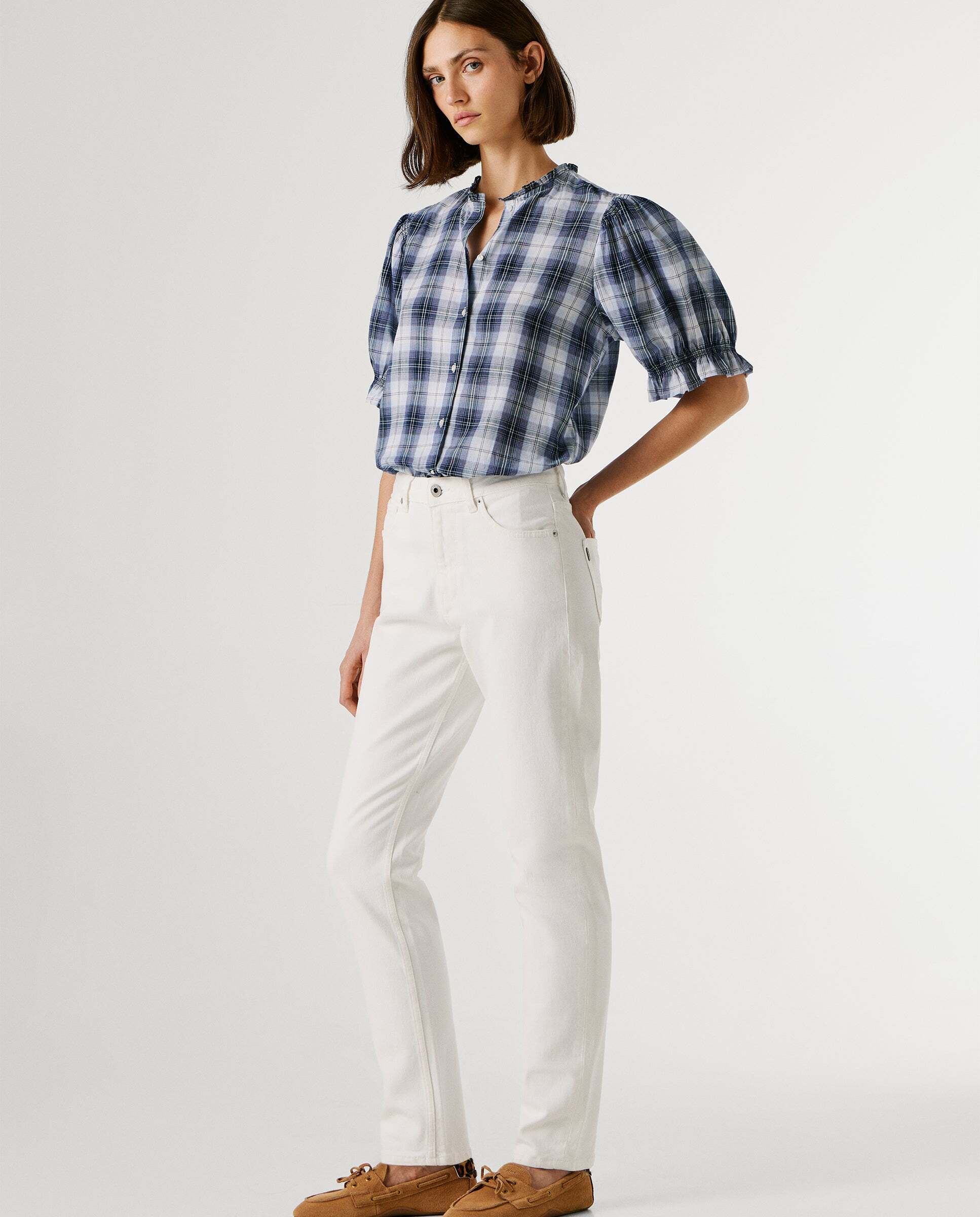 Vaquero de mujer fit taper y tiro alto - Pepe Jeans - Gris Blanco-6