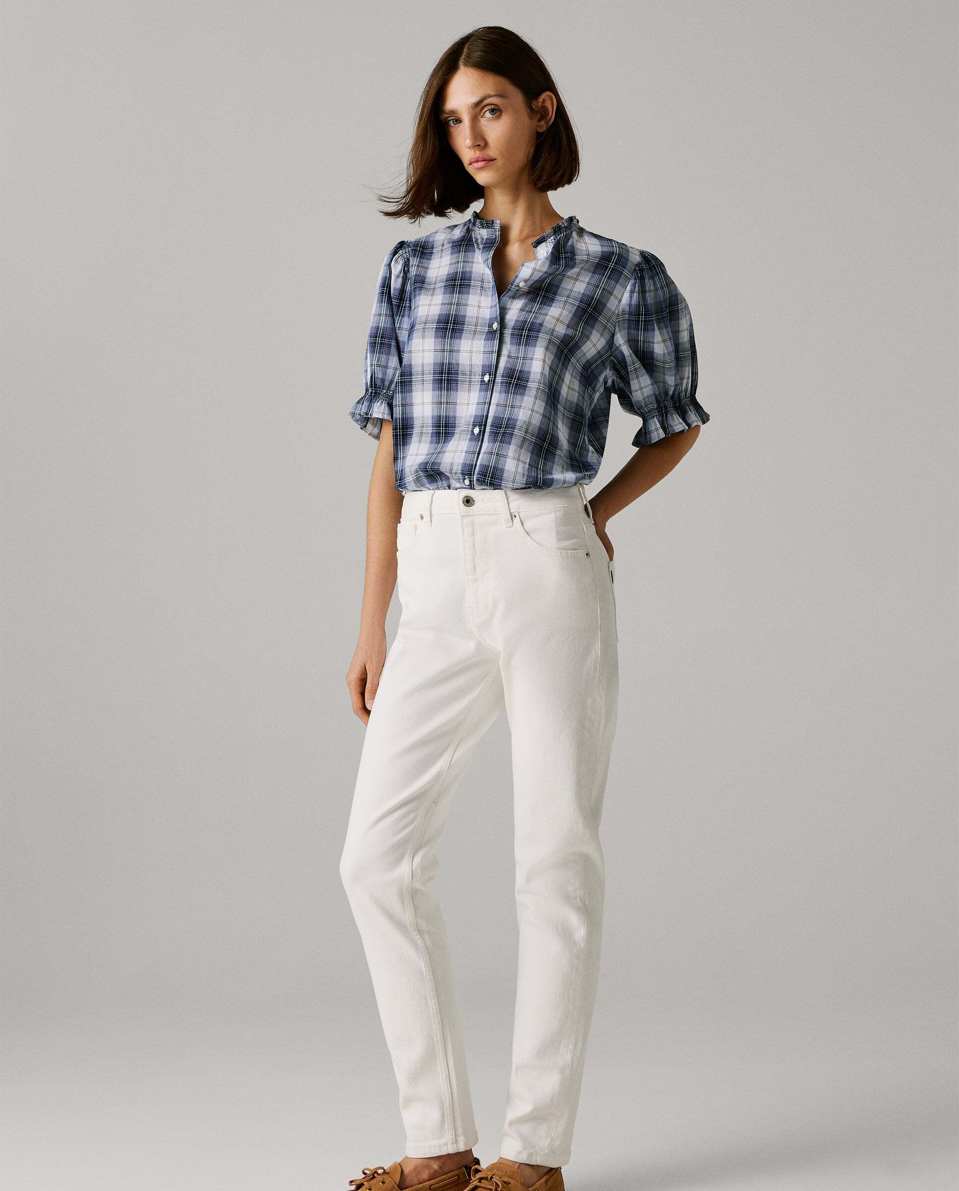 Vaquero de mujer fit taper y tiro alto - Pepe Jeans - Gris Blanco-7