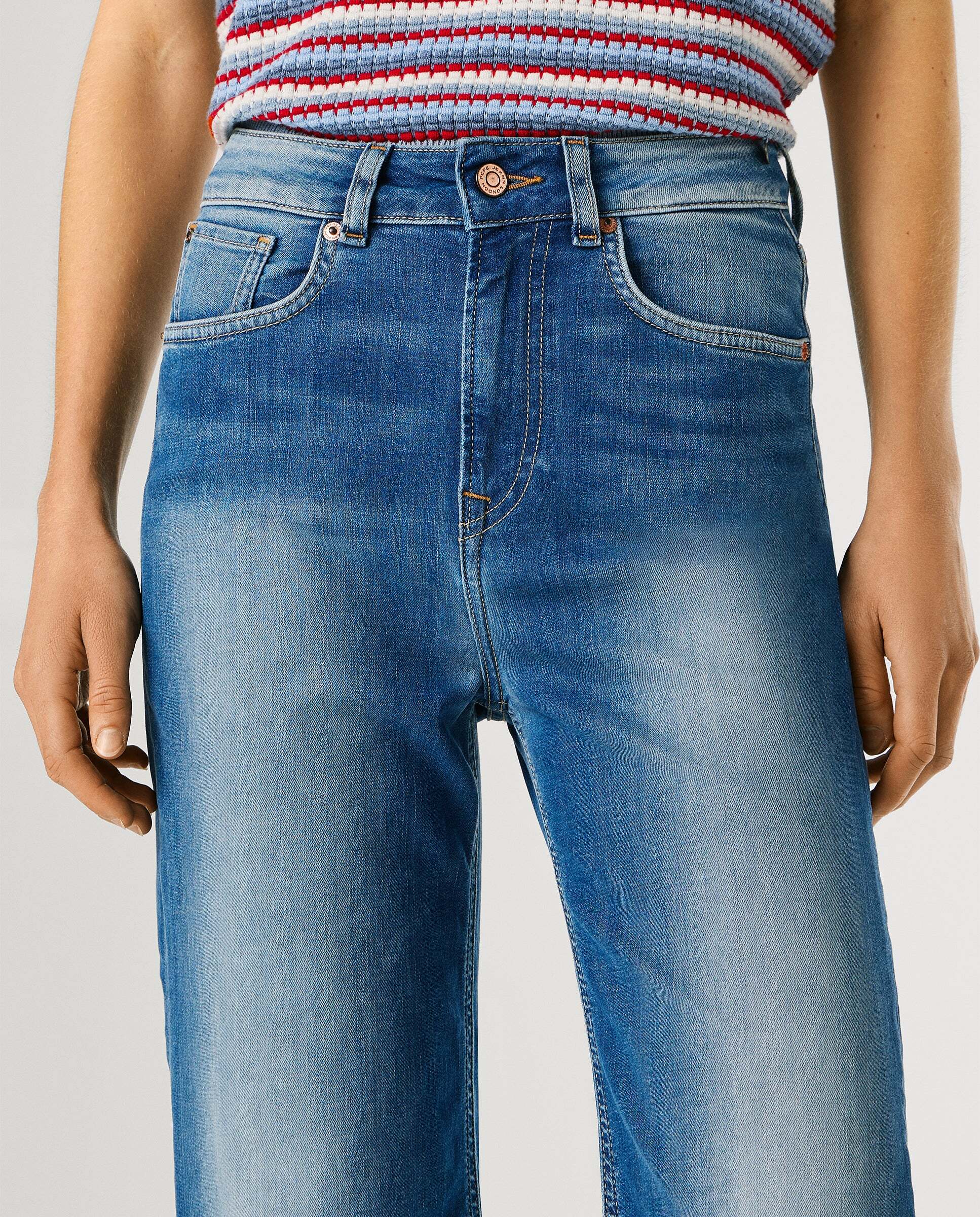 Imagen 4 de Vaquero de mujer fit recto tiro alto - Pepe Jeans - Azul Azul