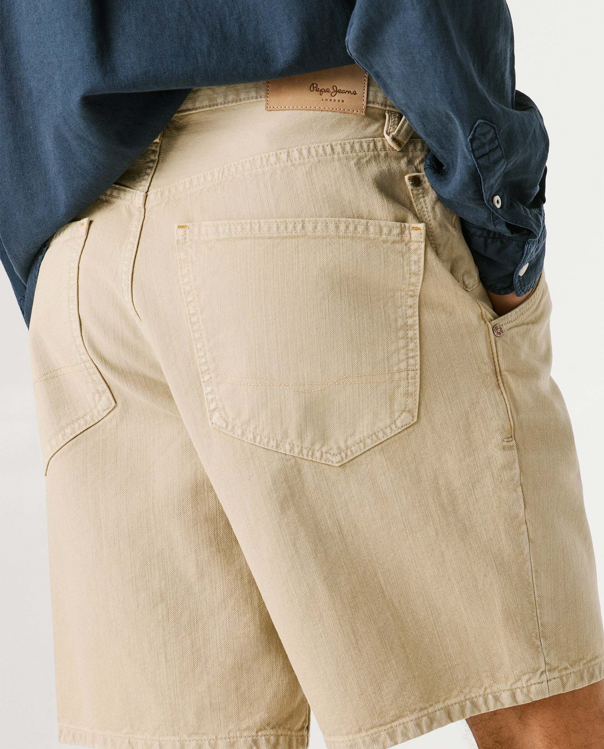 Bermuda de hombre sarga fit loose - Pepe Jeans - Marrón Marrón-5