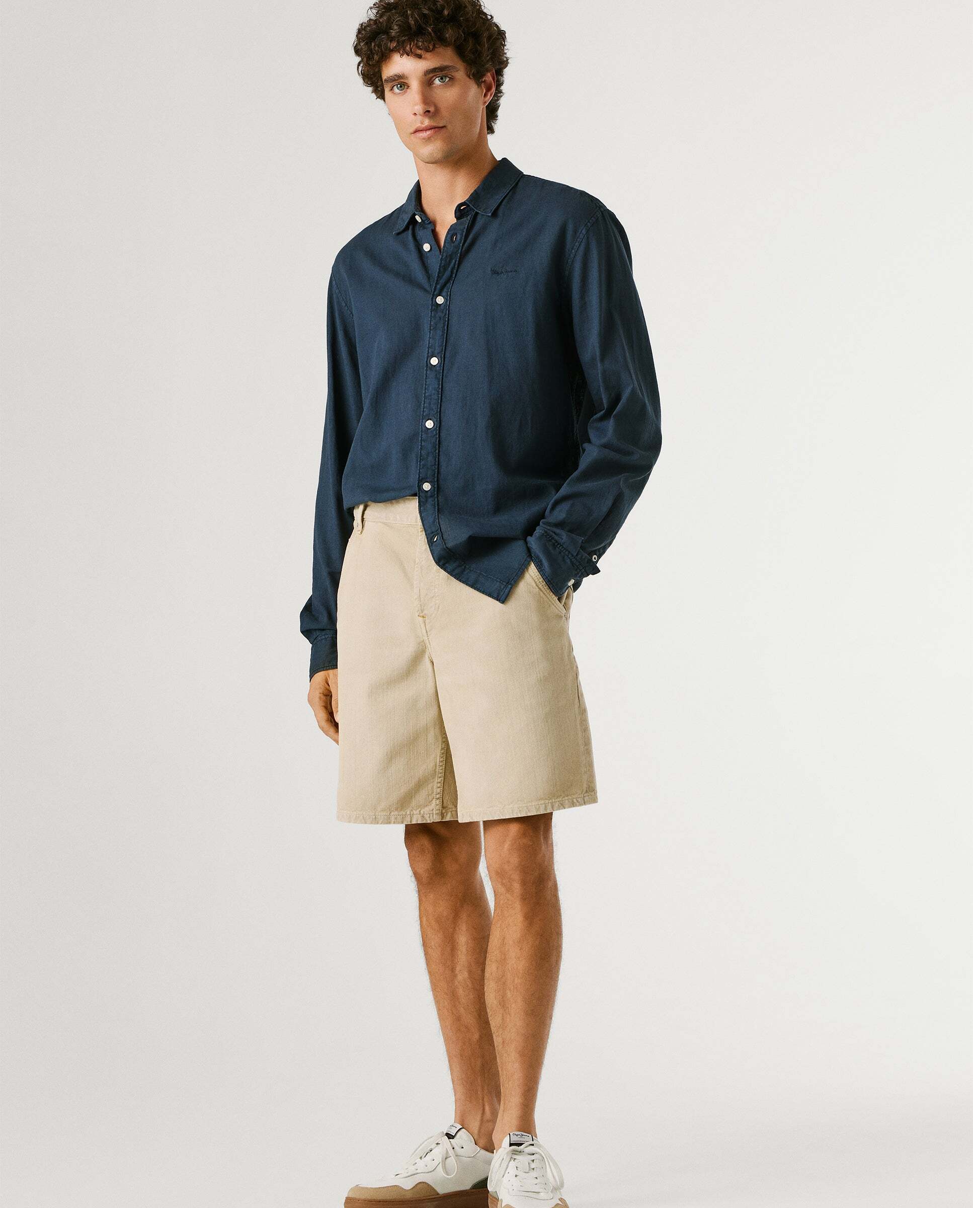 Bermuda de hombre sarga fit loose - Pepe Jeans - Marrón Marrón-6