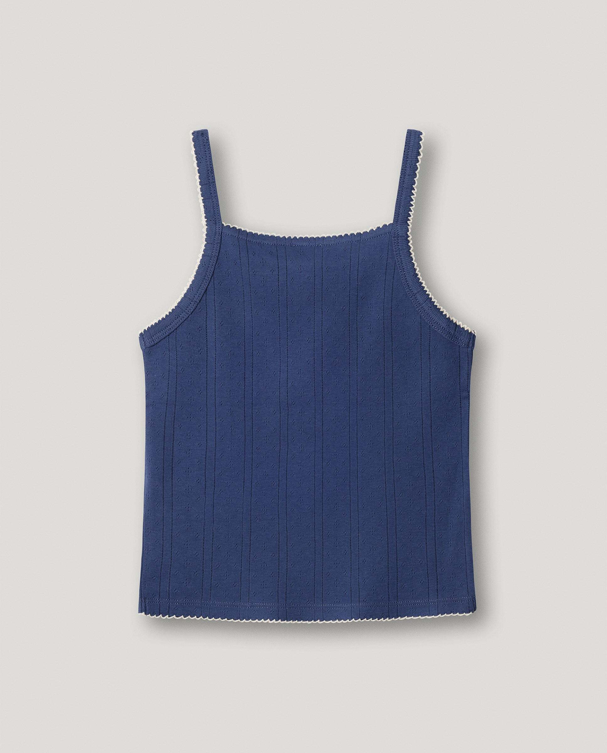 Top de tirantes de pointelle Galadriel de niña - Pepe Jeans - Azul índigo Azul índigo-3