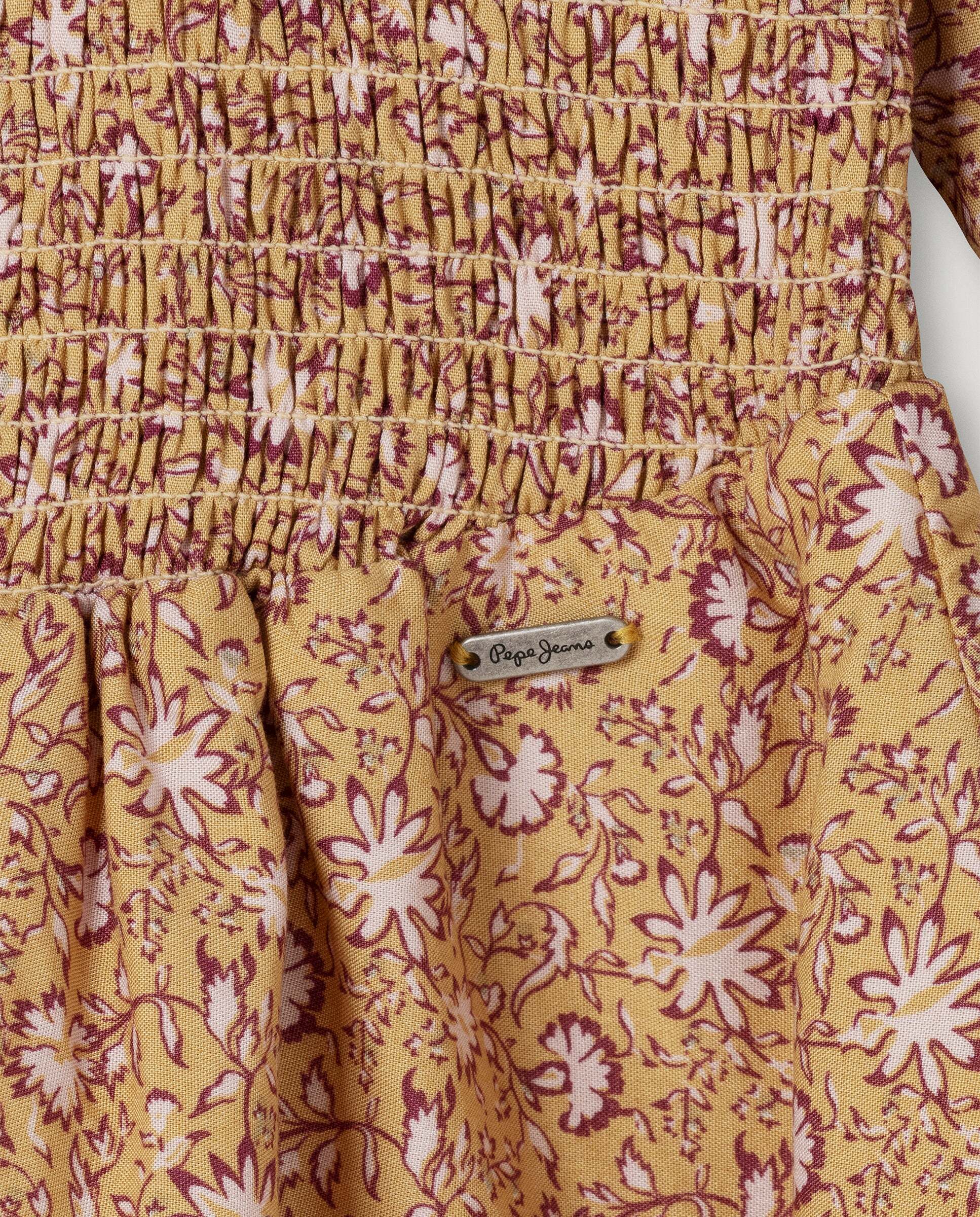 Vestido corto de niña con estampado floral - Pepe Jeans - Amarillo Amarillo-4