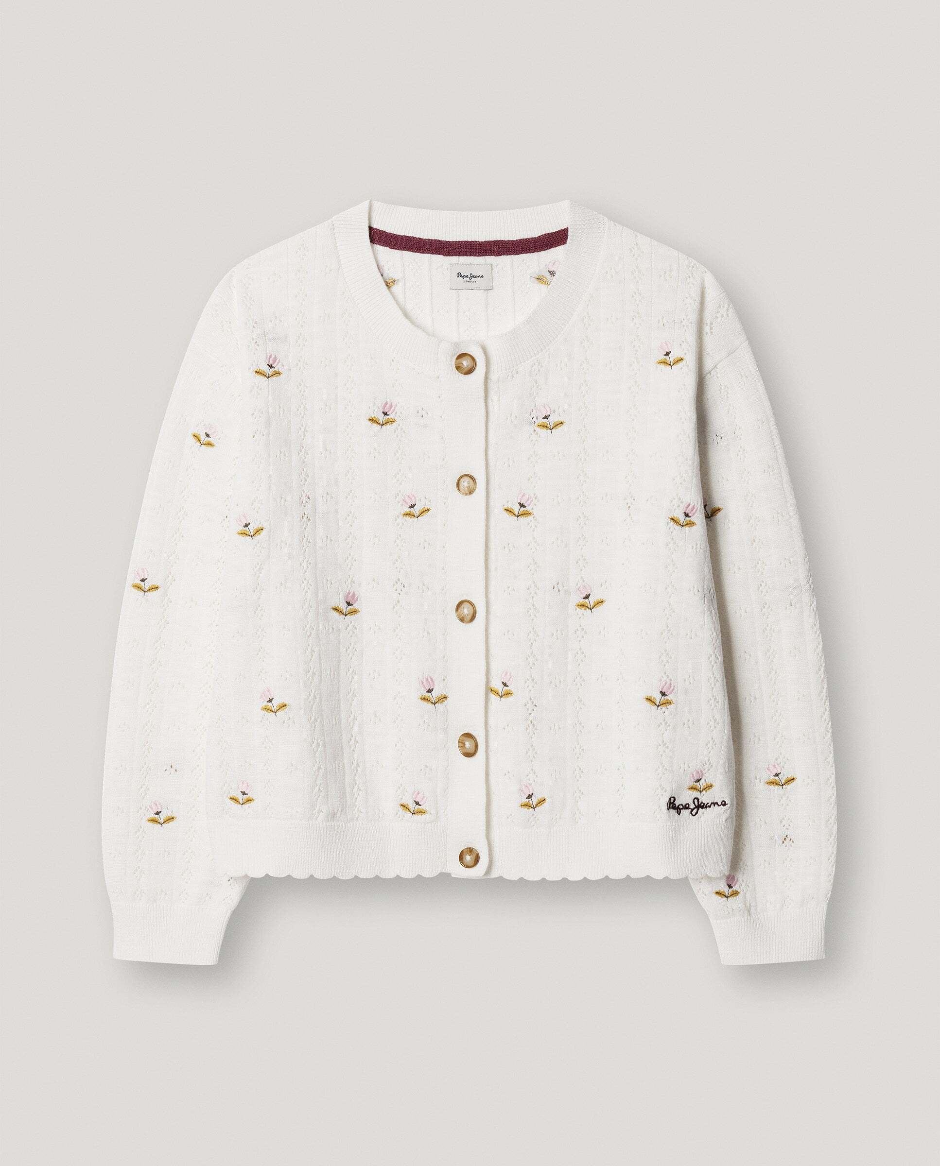 Cárdigan floral Fancy de niña - Pepe Jeans - Crudo Crudo-1