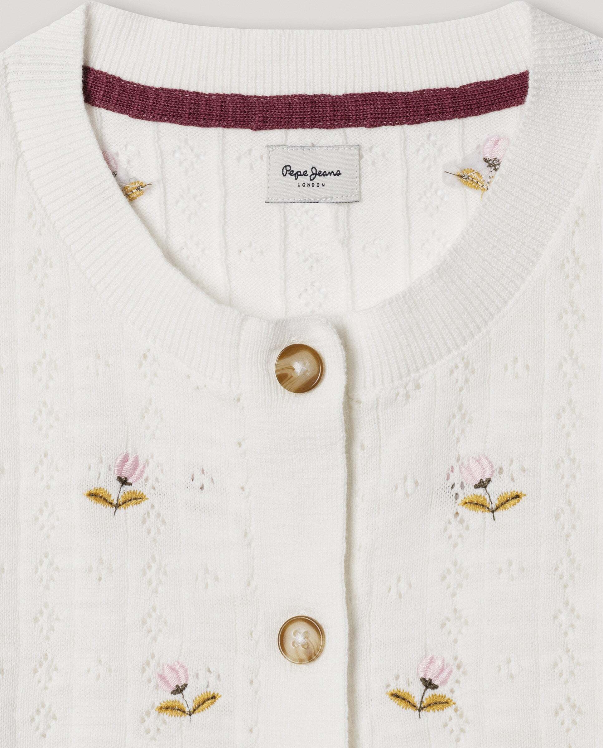 Cárdigan floral Fancy de niña - Pepe Jeans - Crudo Crudo-2