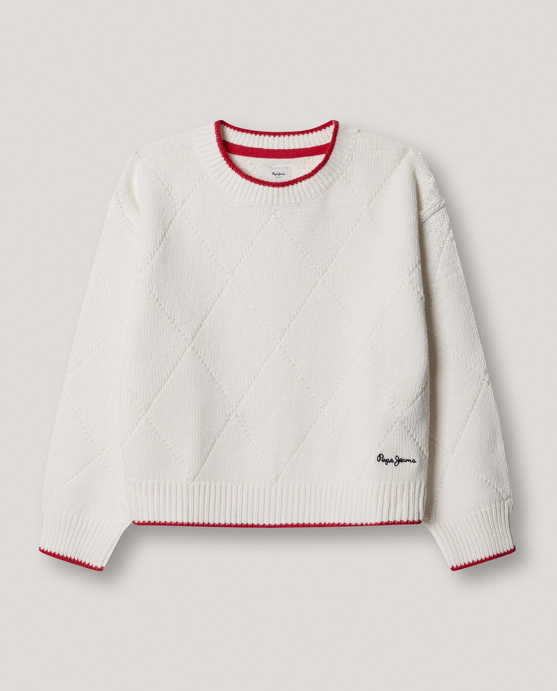 Jersey de punto con diseño de rombos Florence de niña - Pepe Jeans - Blanco Blanco-1