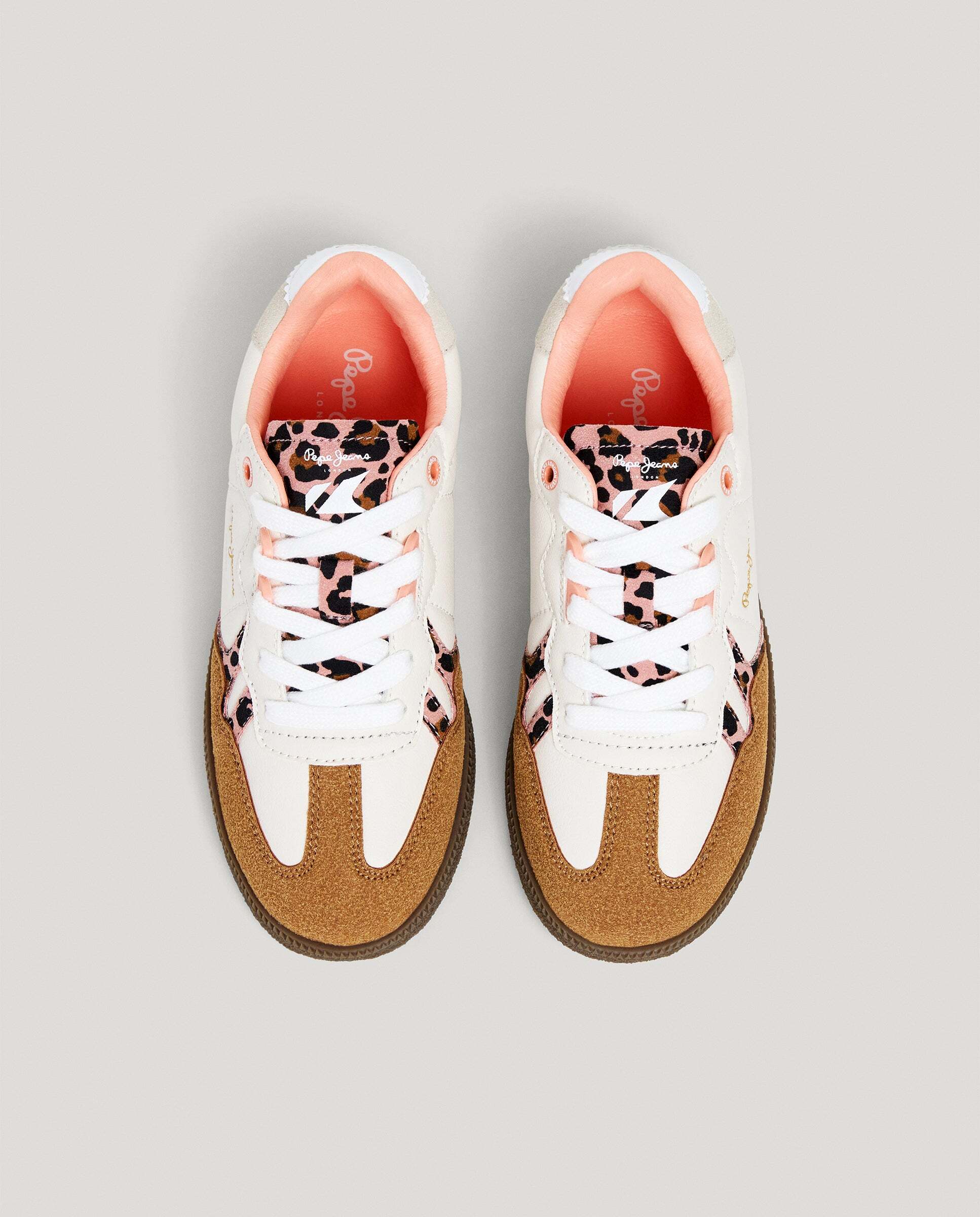 Zapatillas de niña cupsole con detalles animal print - Pepe Jeans - Naranja Naranja-2