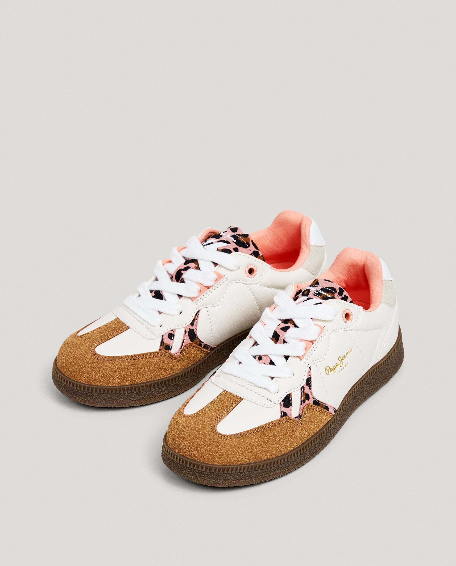 Zapatillas de niña cupsole con detalles animal print - Pepe Jeans - Naranja Naranja-3