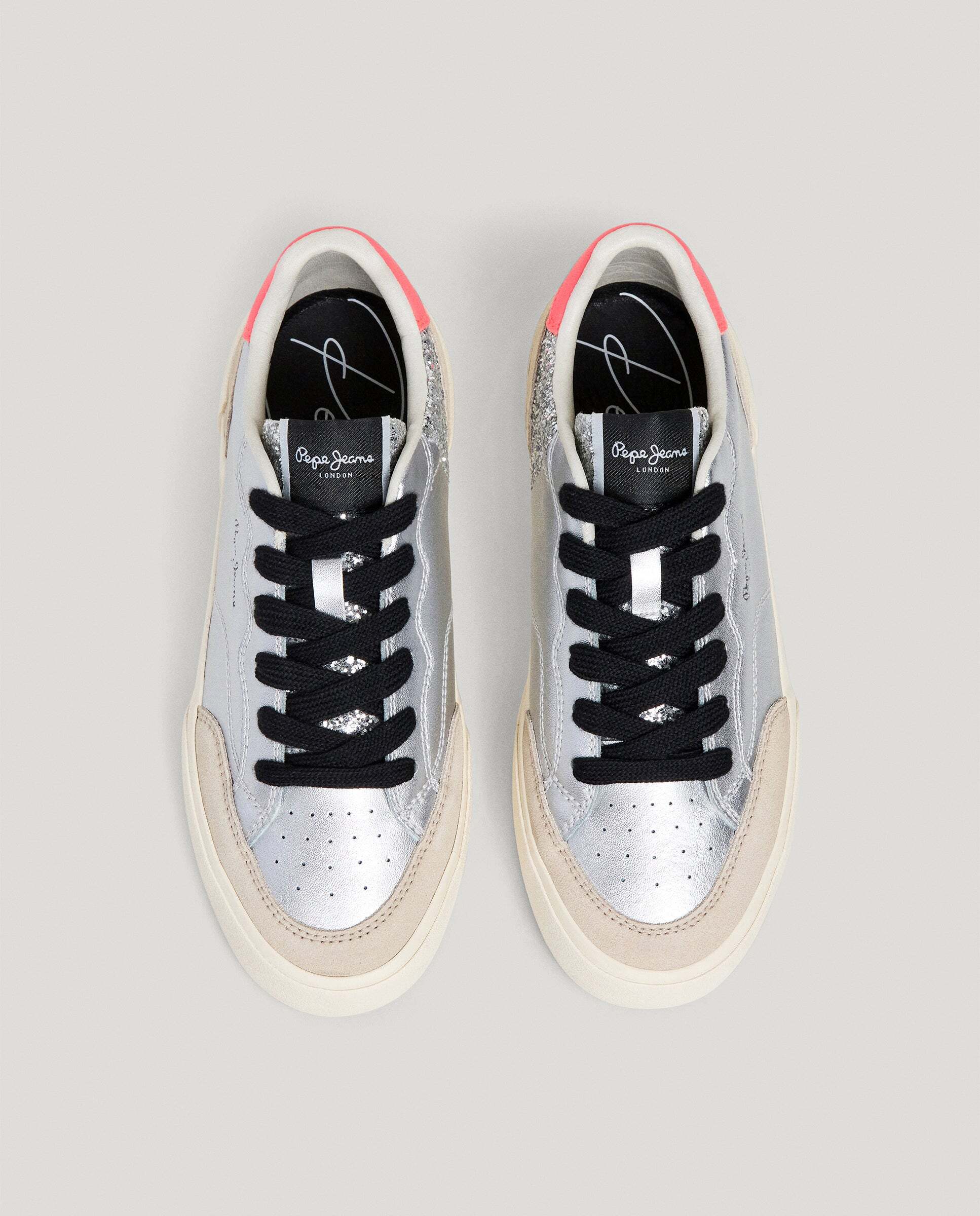 Milan - Pepe Jeans - zapatillas metalizadas con detalles glitter - Gris Gris-3