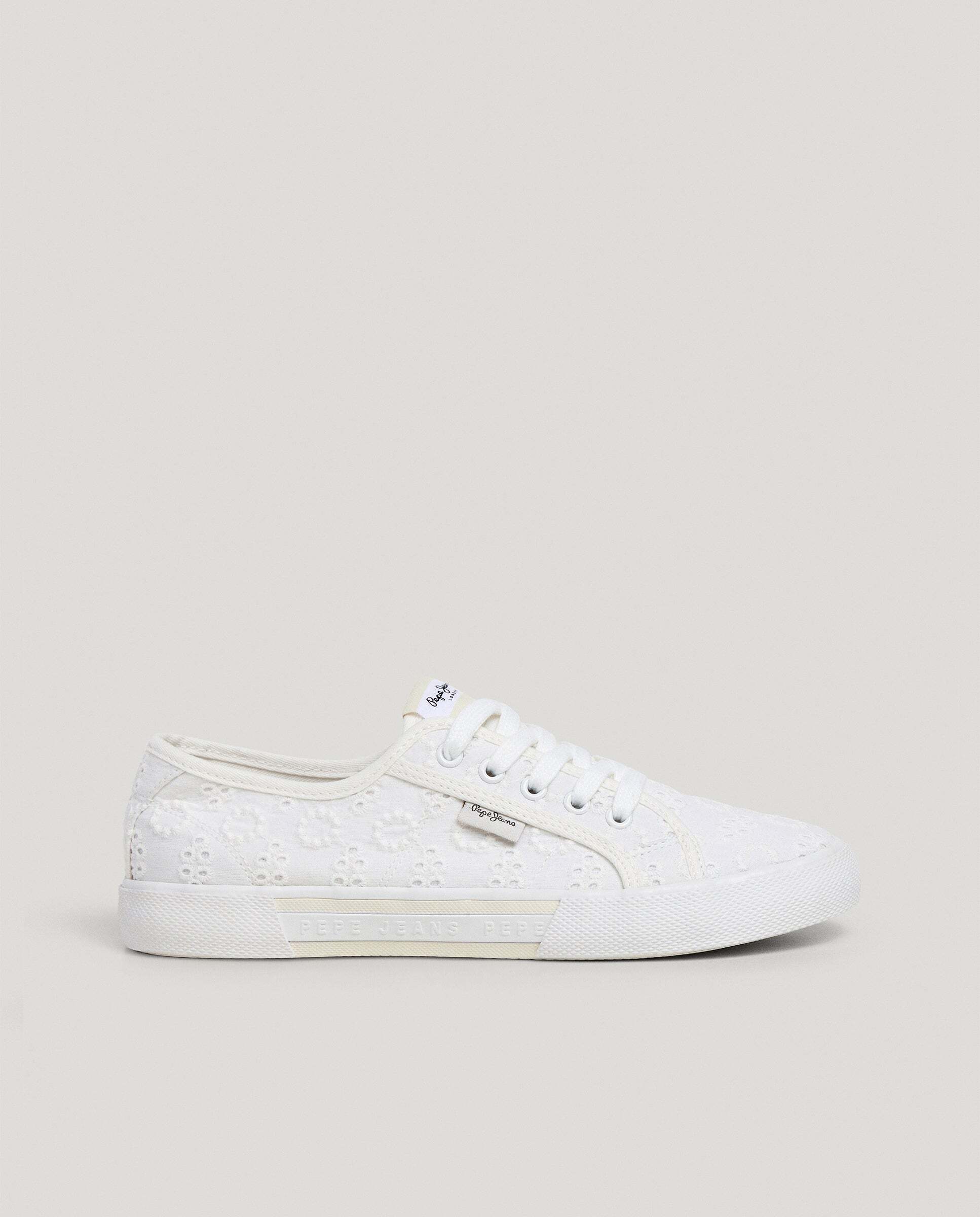 Pepe Jeans - Zapatillas de mujer clásicas con detalles bordados.