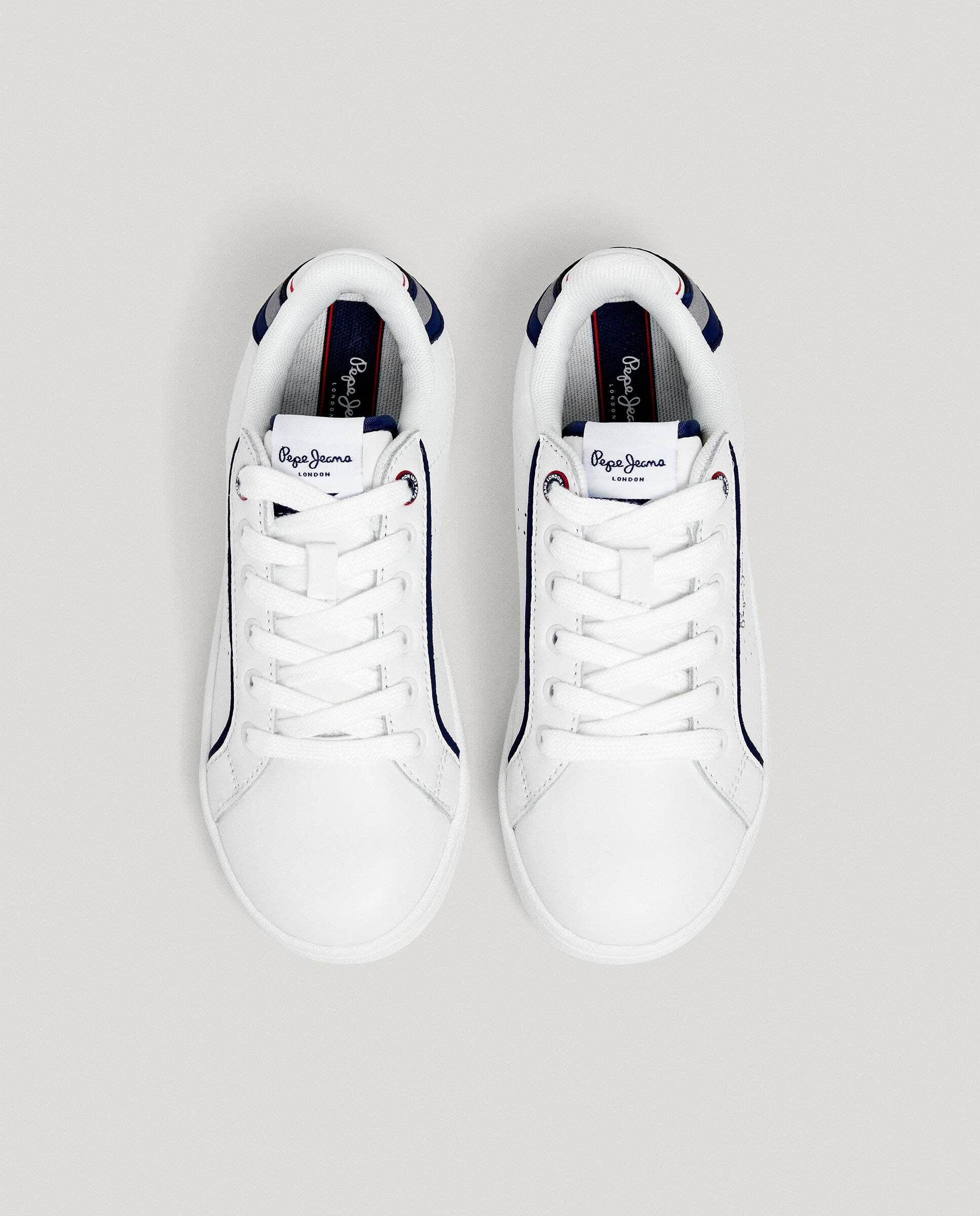 Zapatillas de niño clásicas de piel microperforadas - Pepe Jeans - Blanco Blanco-2