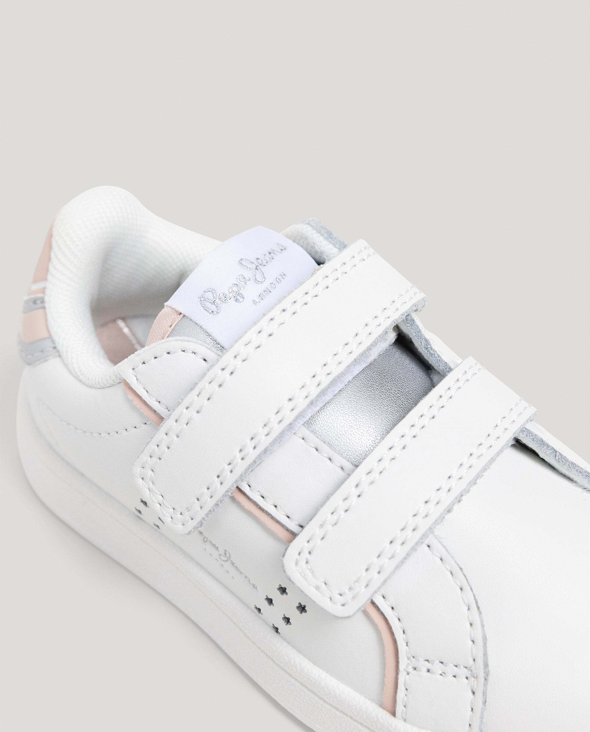 Zapatillas de niña de piel cierre cierre adherente - Pepe Jeans - Blanco Blanco-5