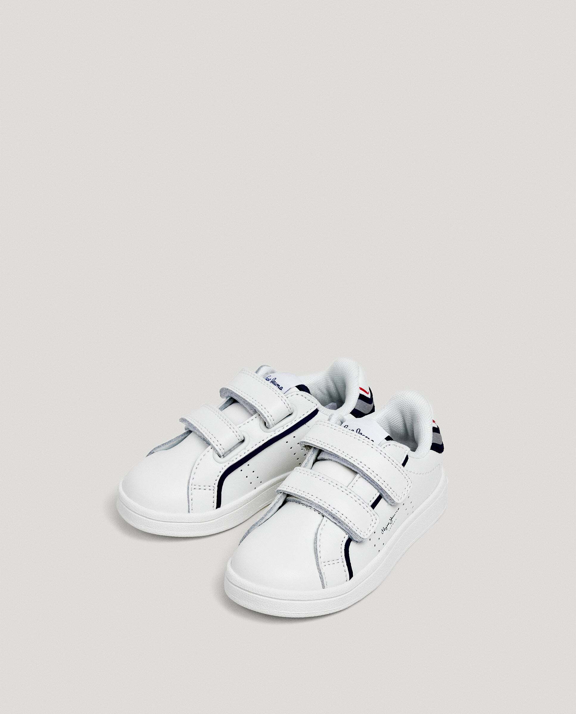 Zapatillas de niño de piel cierre cierre adherente - Pepe Jeans - Blanco Blanco-3