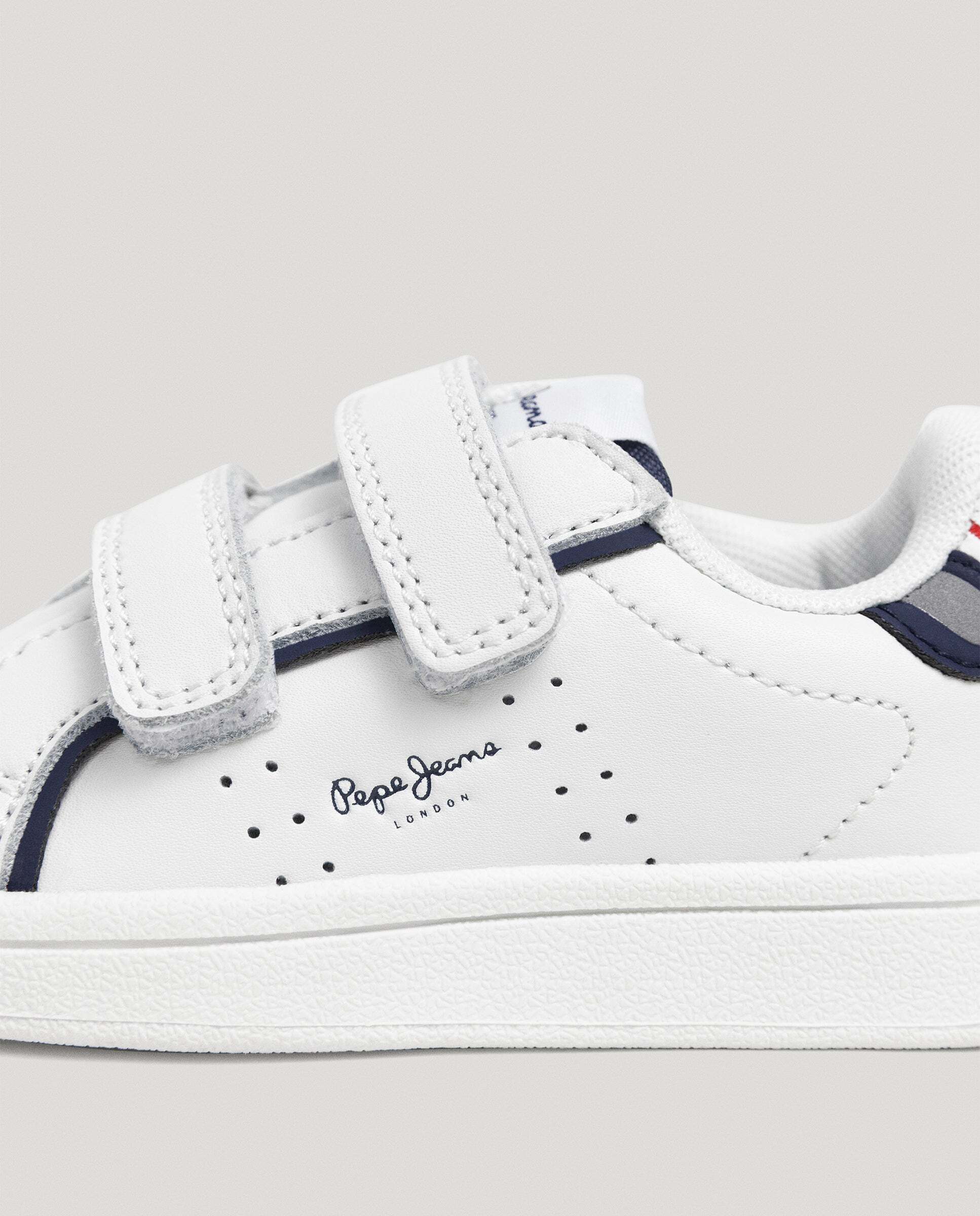 Zapatillas de niño de piel cierre cierre adherente - Pepe Jeans - Blanco Blanco-5
