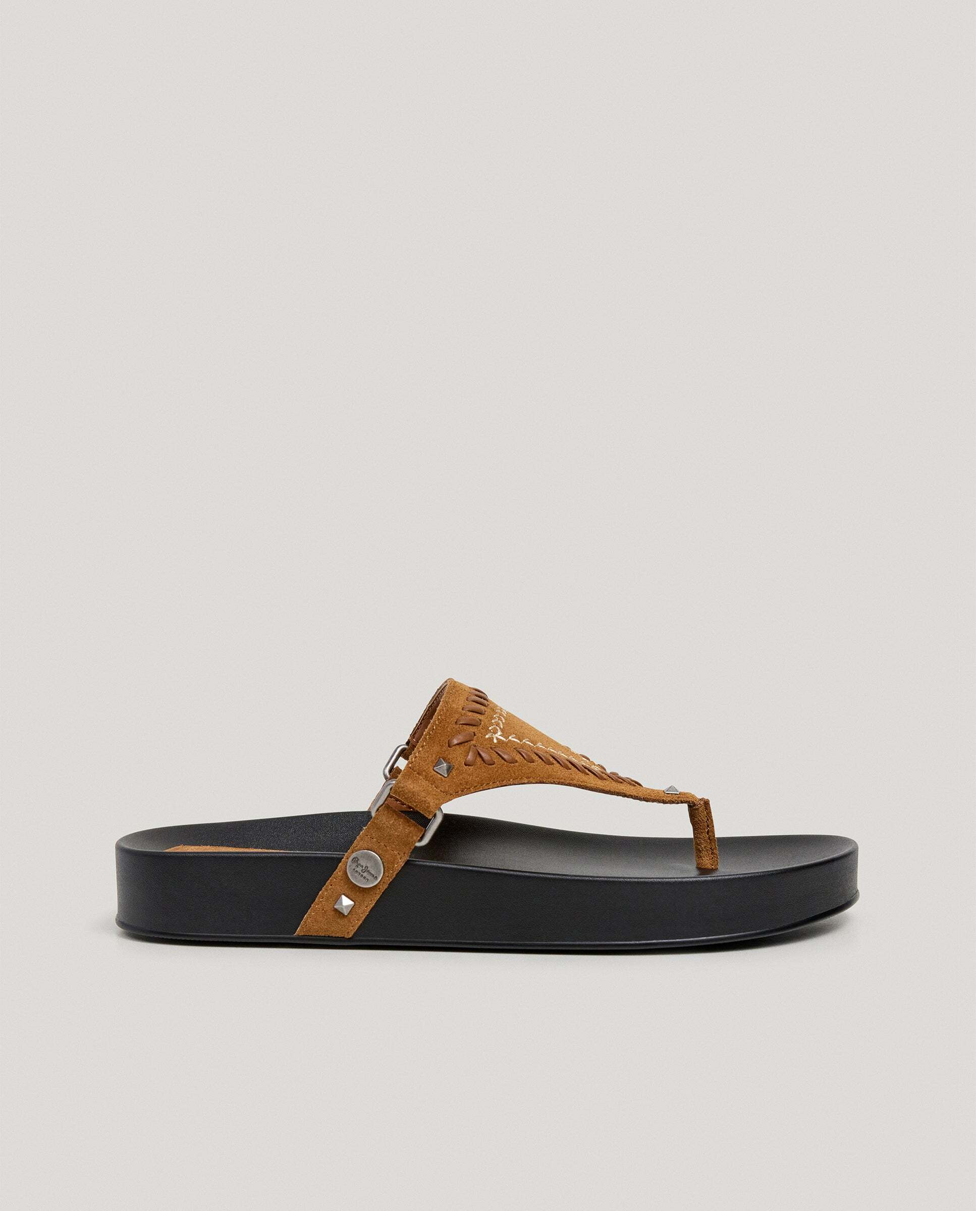 Sandalias de mujer planas de ante - Pepe Jeans - Marrón Marrón-1