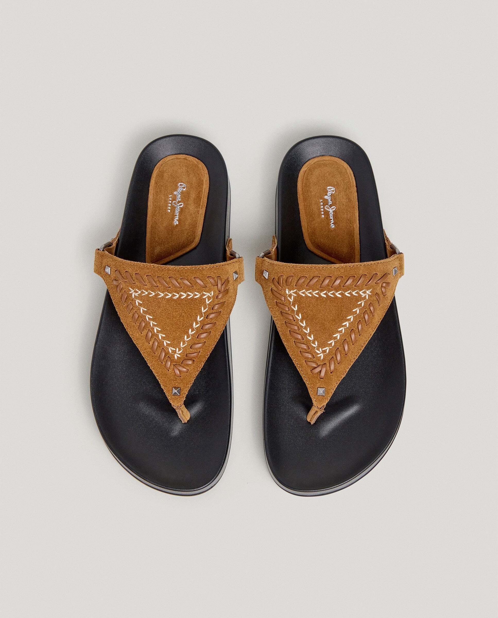 Sandalias de mujer planas de ante - Pepe Jeans - Marrón Marrón-3
