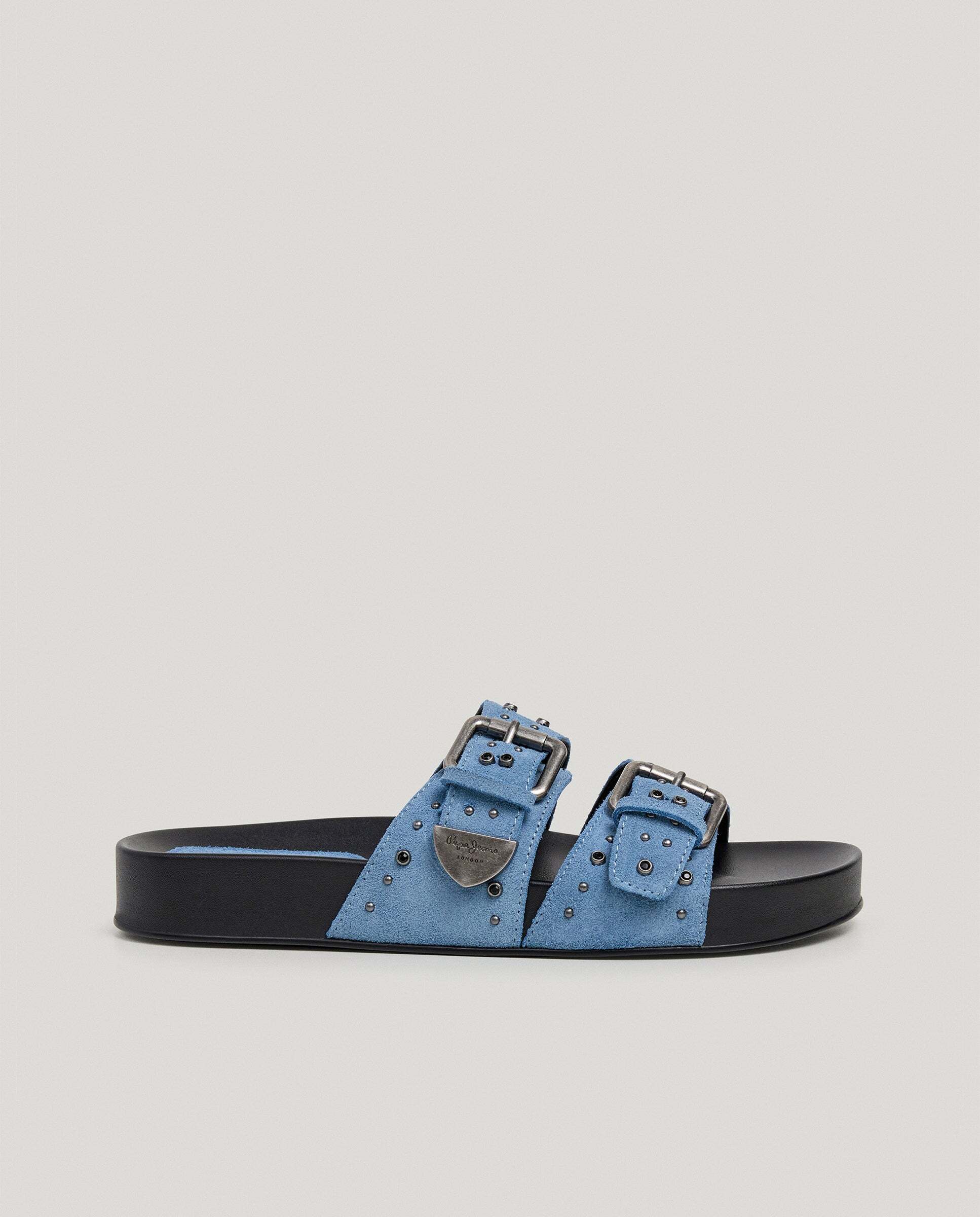 Sandalias de mujer planas de ante - Pepe Jeans - Azul Azul-1