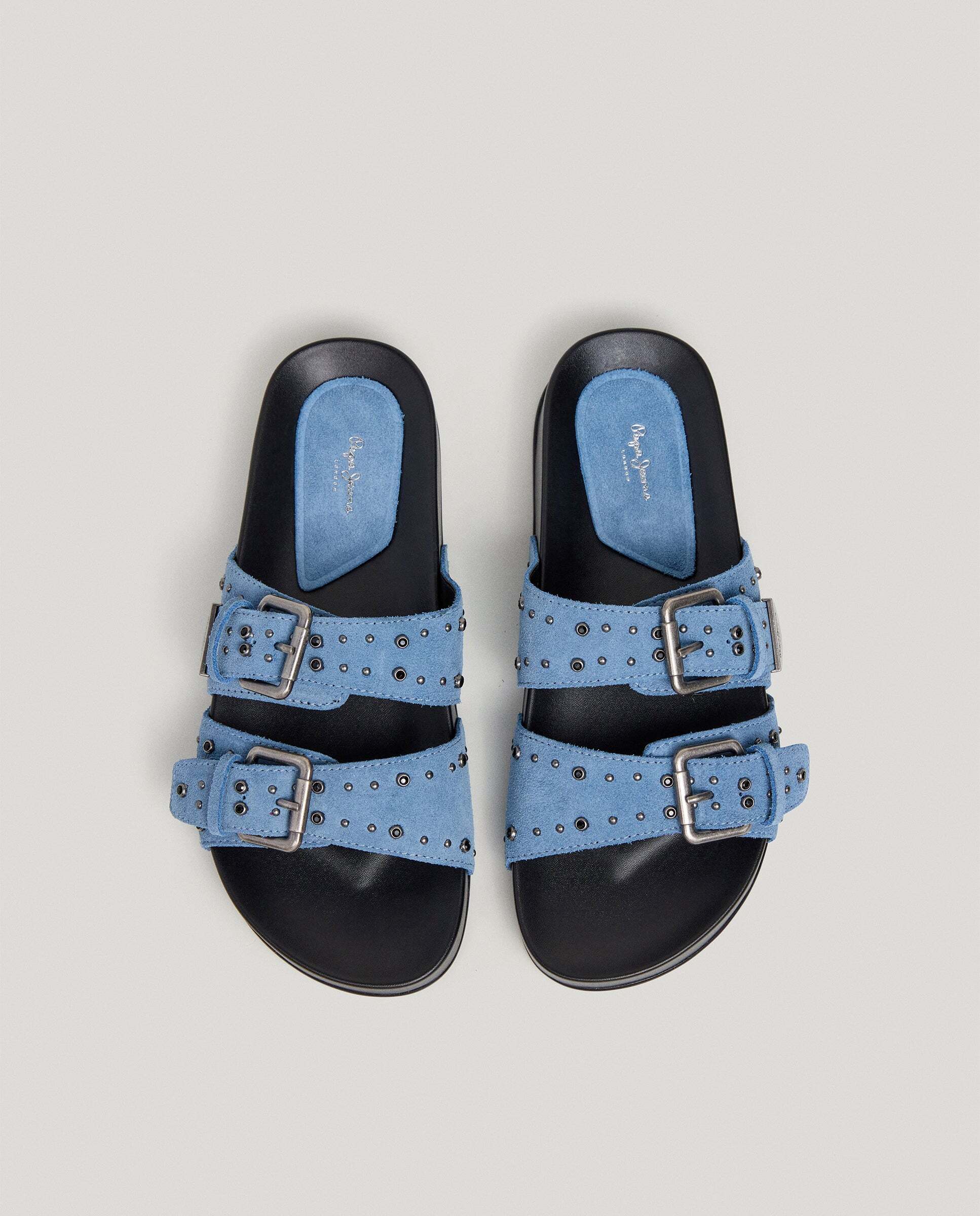 Sandalias de mujer planas de ante - Pepe Jeans - Azul Azul-3