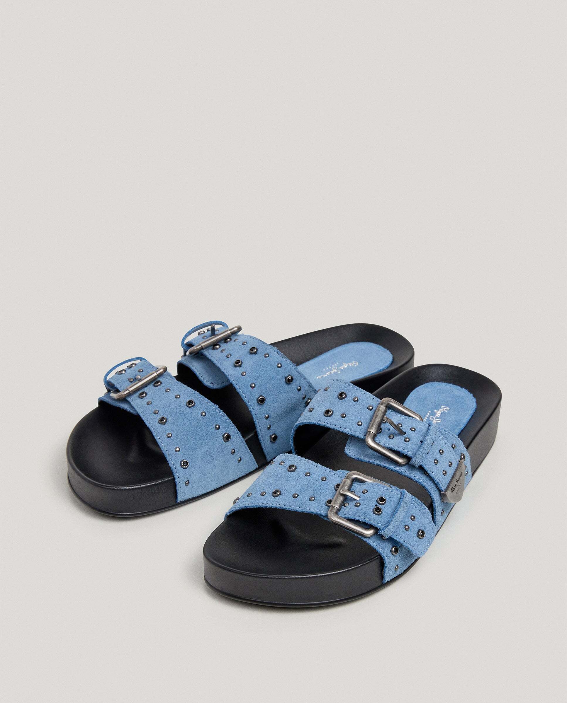 Sandalias de mujer planas de ante - Pepe Jeans - Azul Azul-2