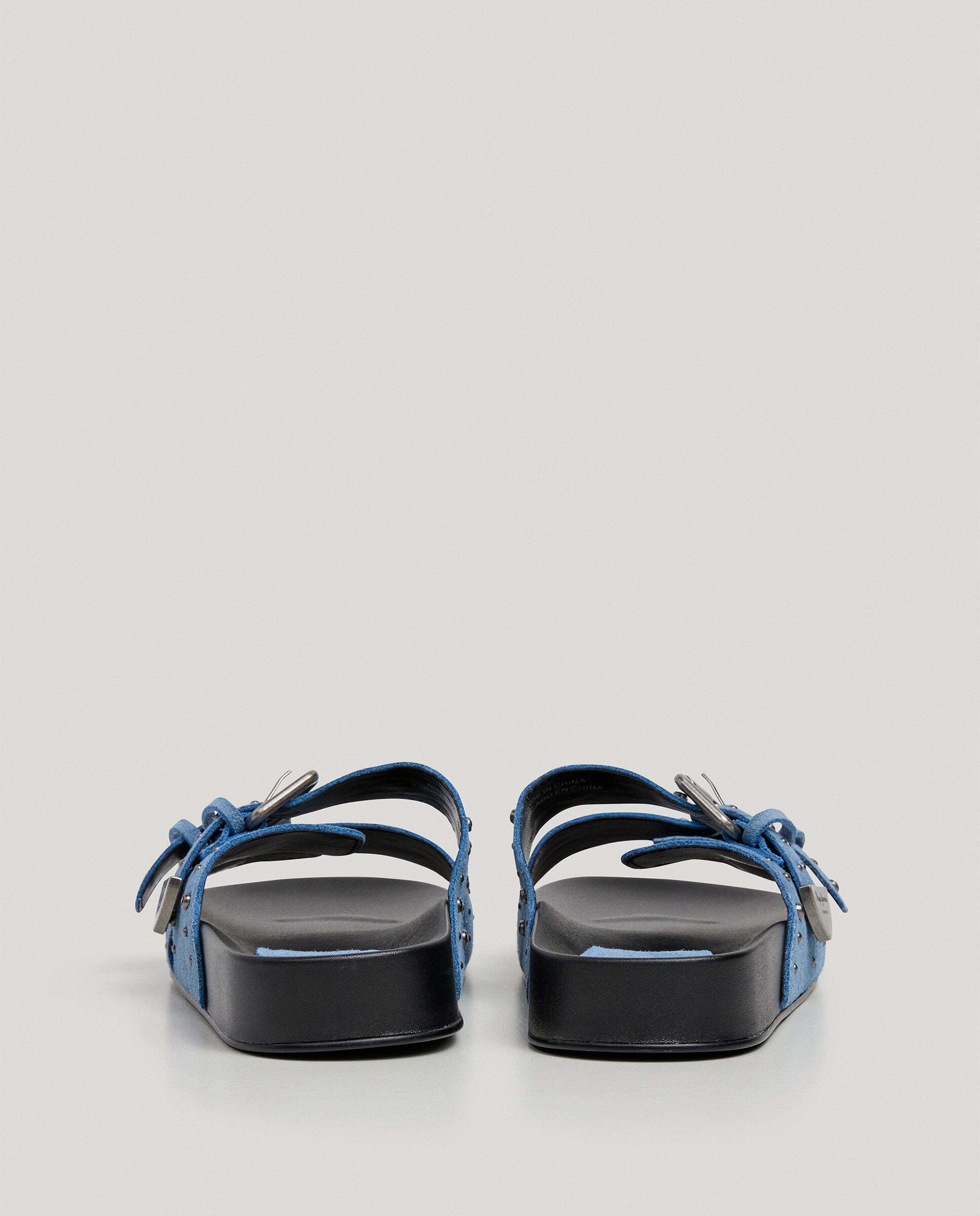 Sandalias de mujer planas de ante - Pepe Jeans - Azul Azul-4