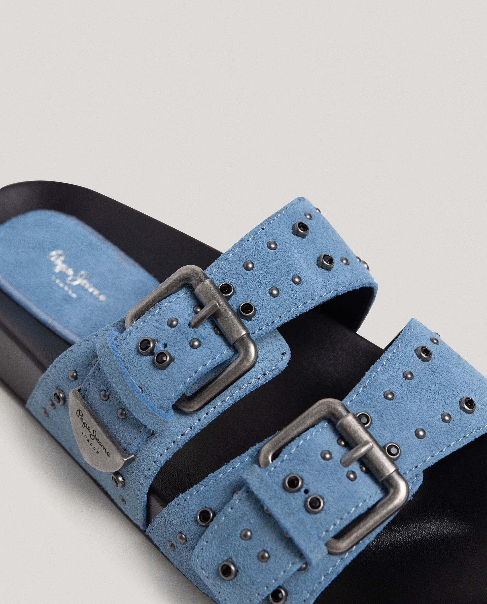 Sandalias de mujer planas de ante - Pepe Jeans - Azul Azul-5