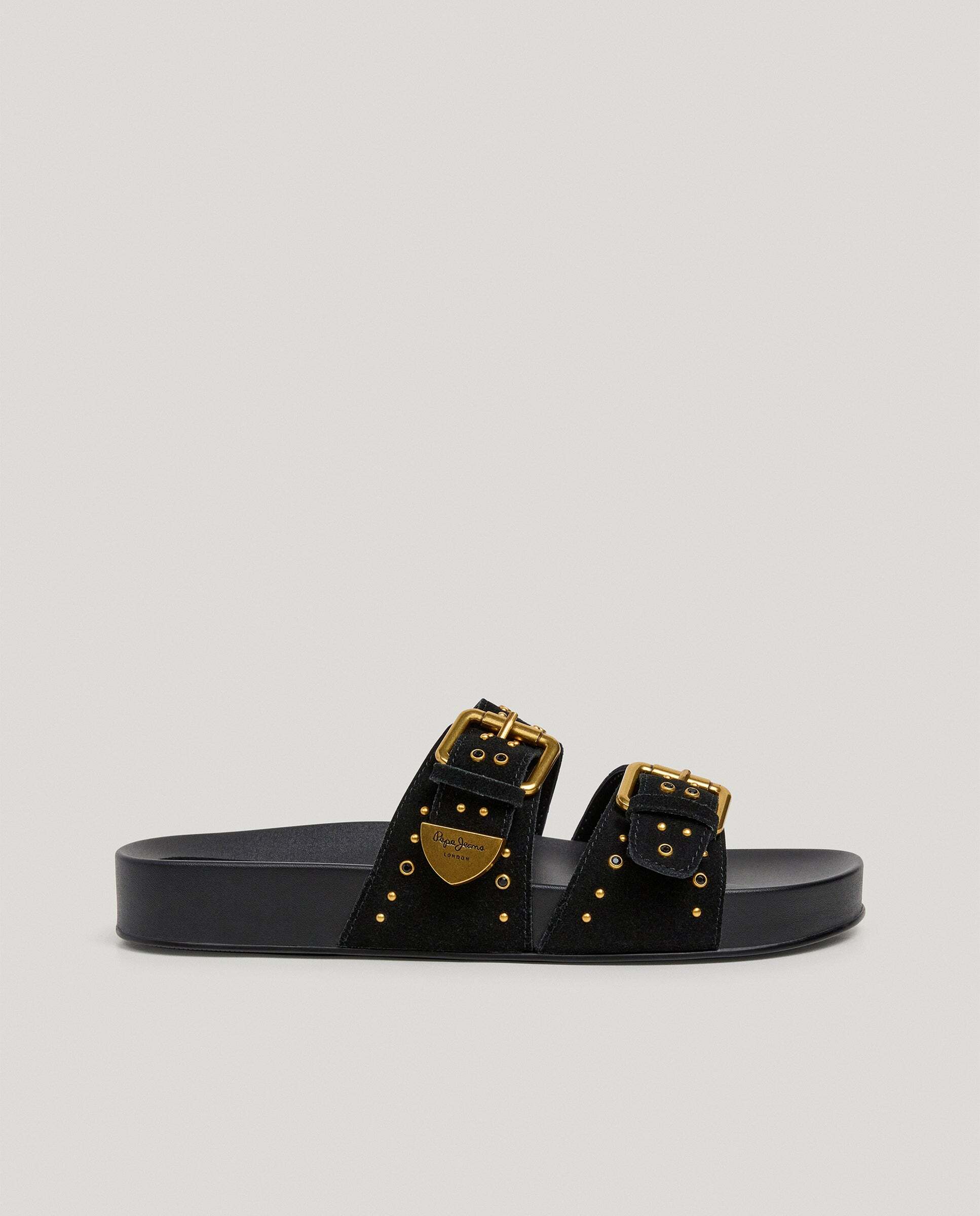 Sandalias de mujer planas de ante - Pepe Jeans - Negro Negro-3