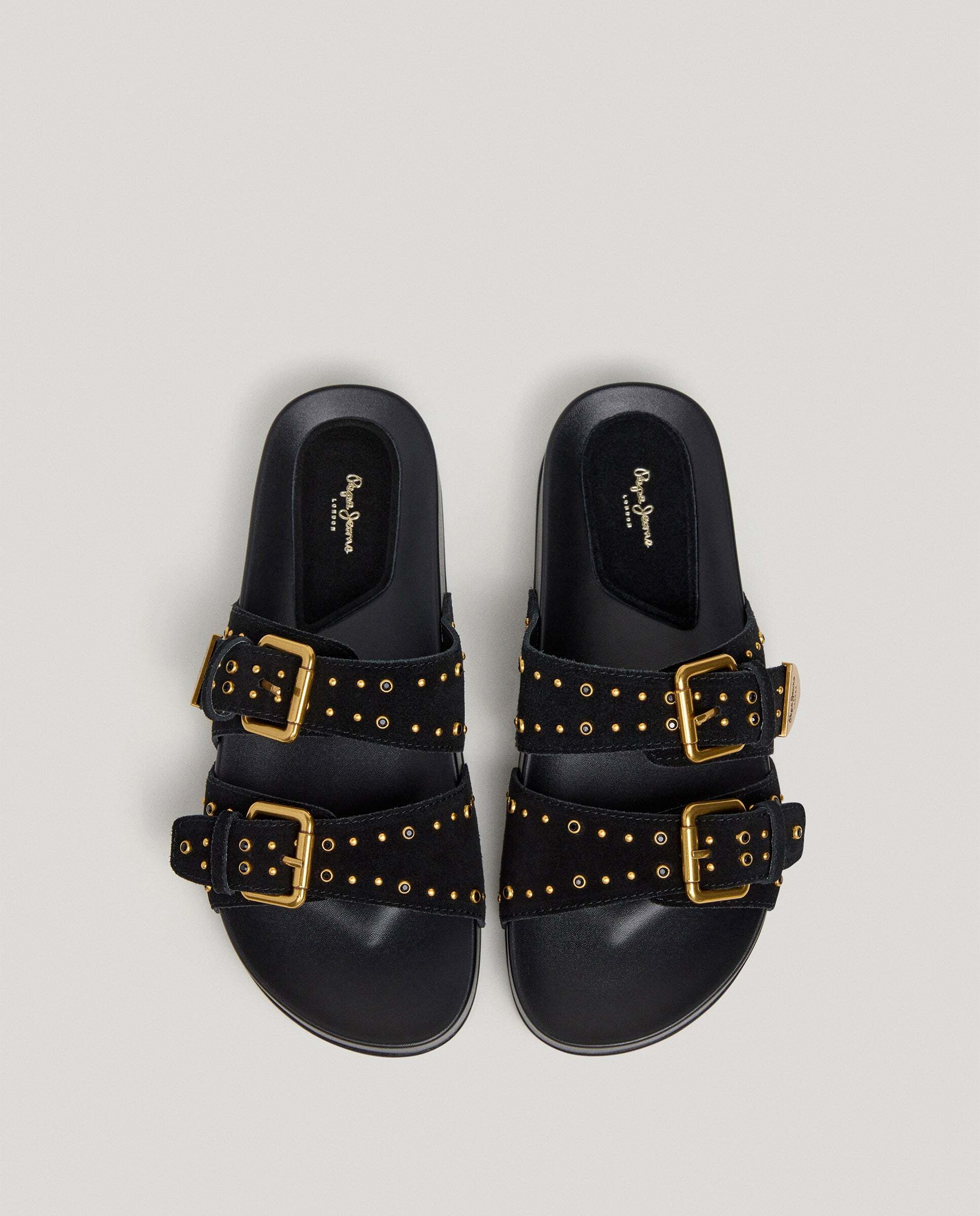Sandalias de mujer planas de ante - Pepe Jeans - Negro Negro-2