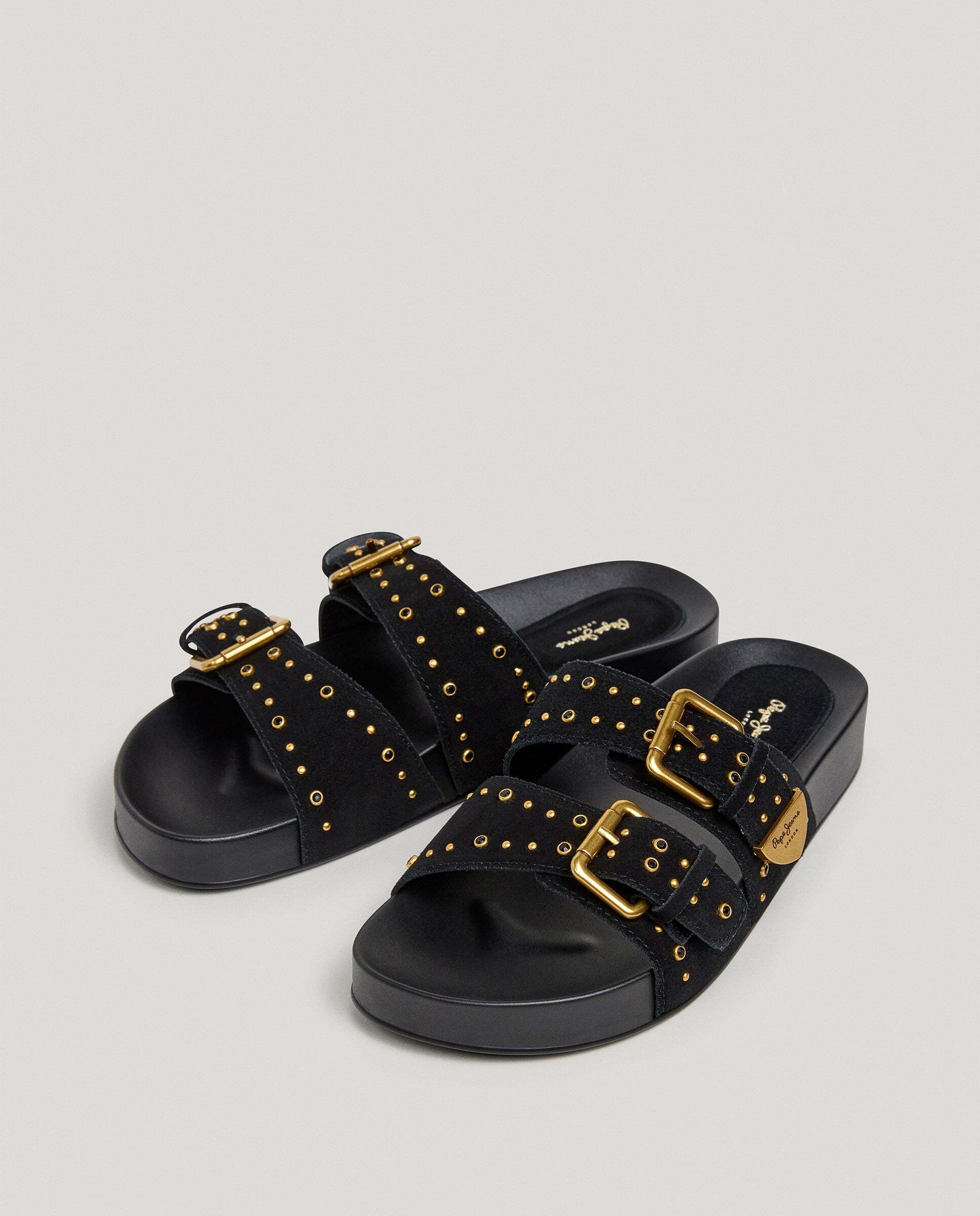 Sandalias de mujer planas de ante - Pepe Jeans - Negro Negro-4