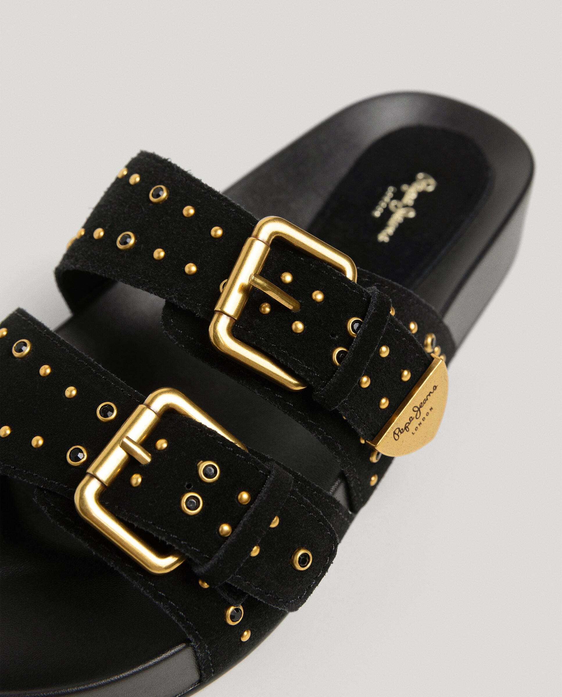 Sandalias de mujer planas de ante - Pepe Jeans - Negro Negro-6