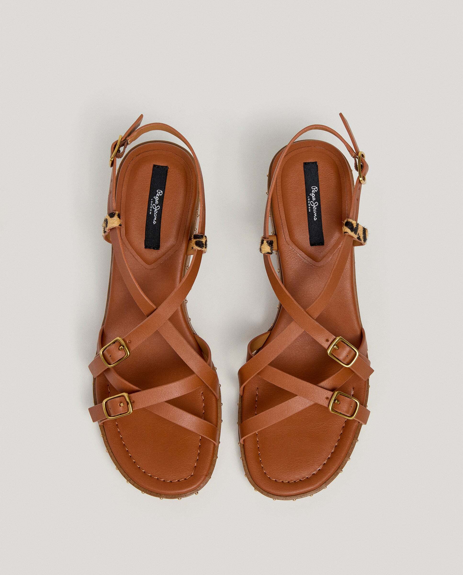 Sandalias de mujer detalles animal print - Pepe Jeans - Marrón Marrón-3