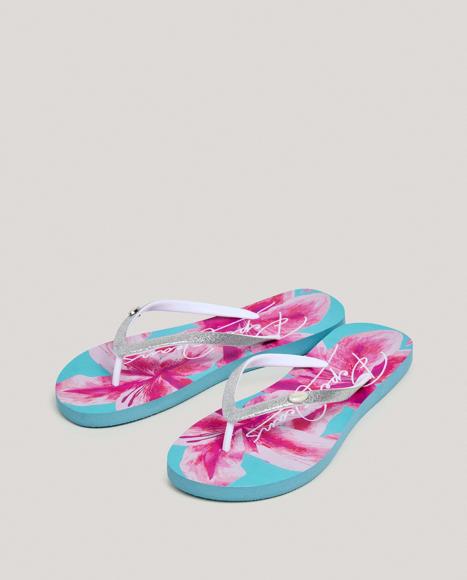 Chanclas de mujer de playa estampado floral - Pepe Jeans - Plata Plata-2
