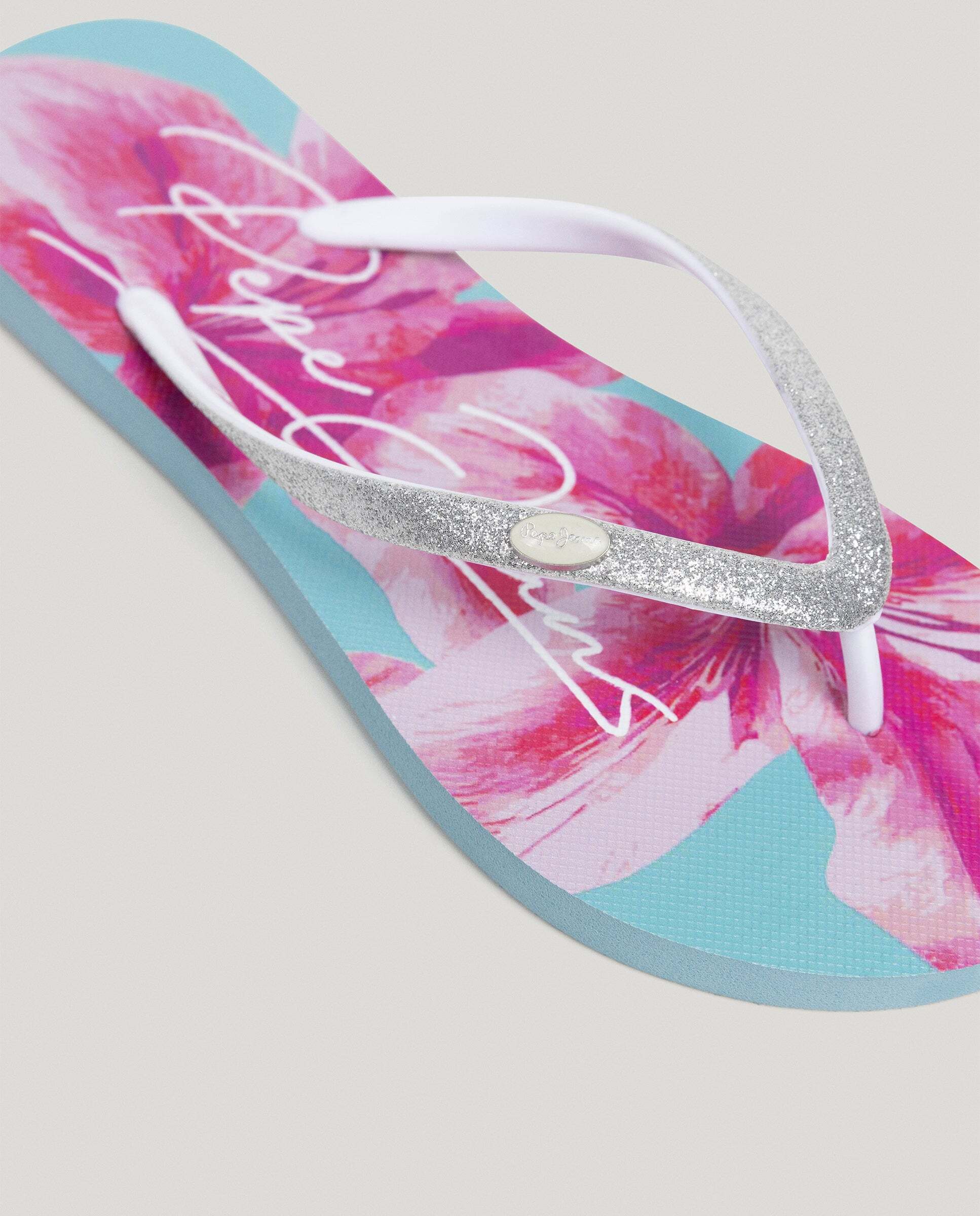 Chanclas de mujer de playa estampado floral - Pepe Jeans - Plata Plata-5