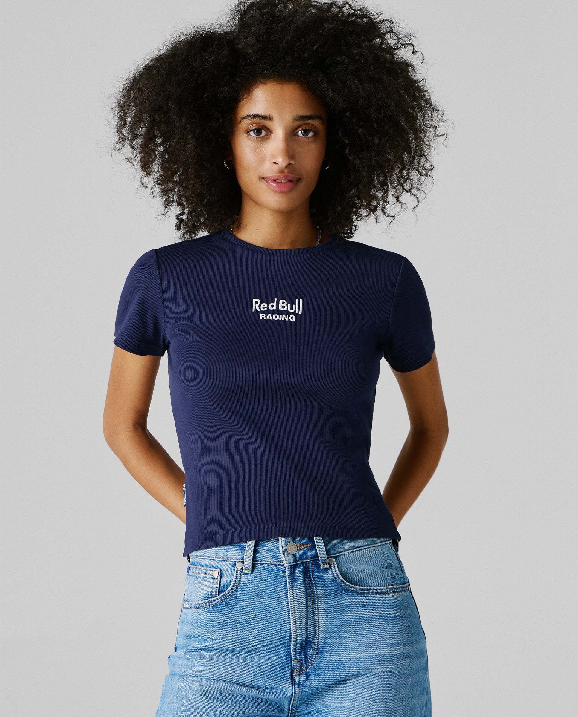 Pepe Jeans - Camiseta de mujer canalé logo bordado red bull racing.