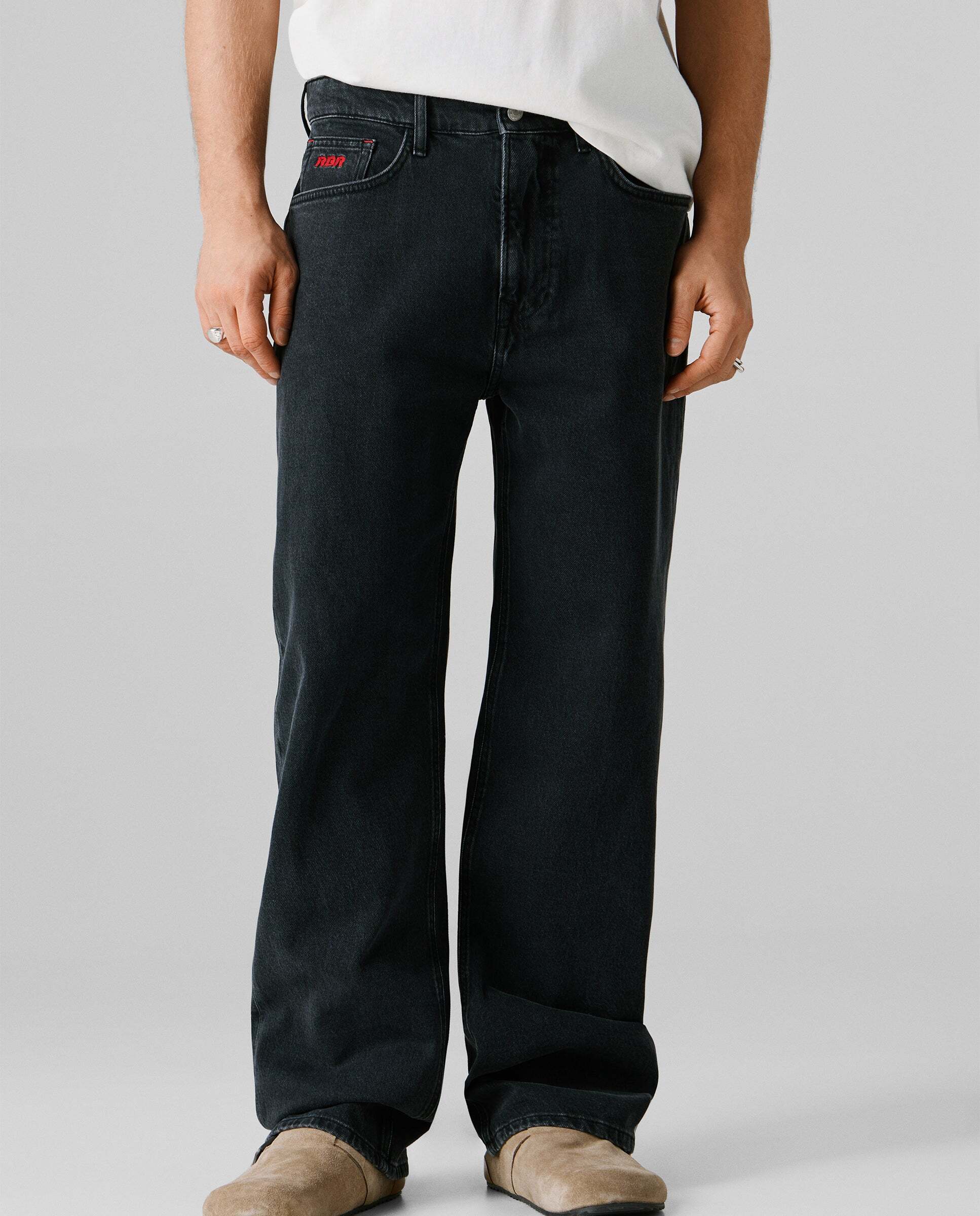 Imagen 1 de Jeans fit loose y tiro alto Gris