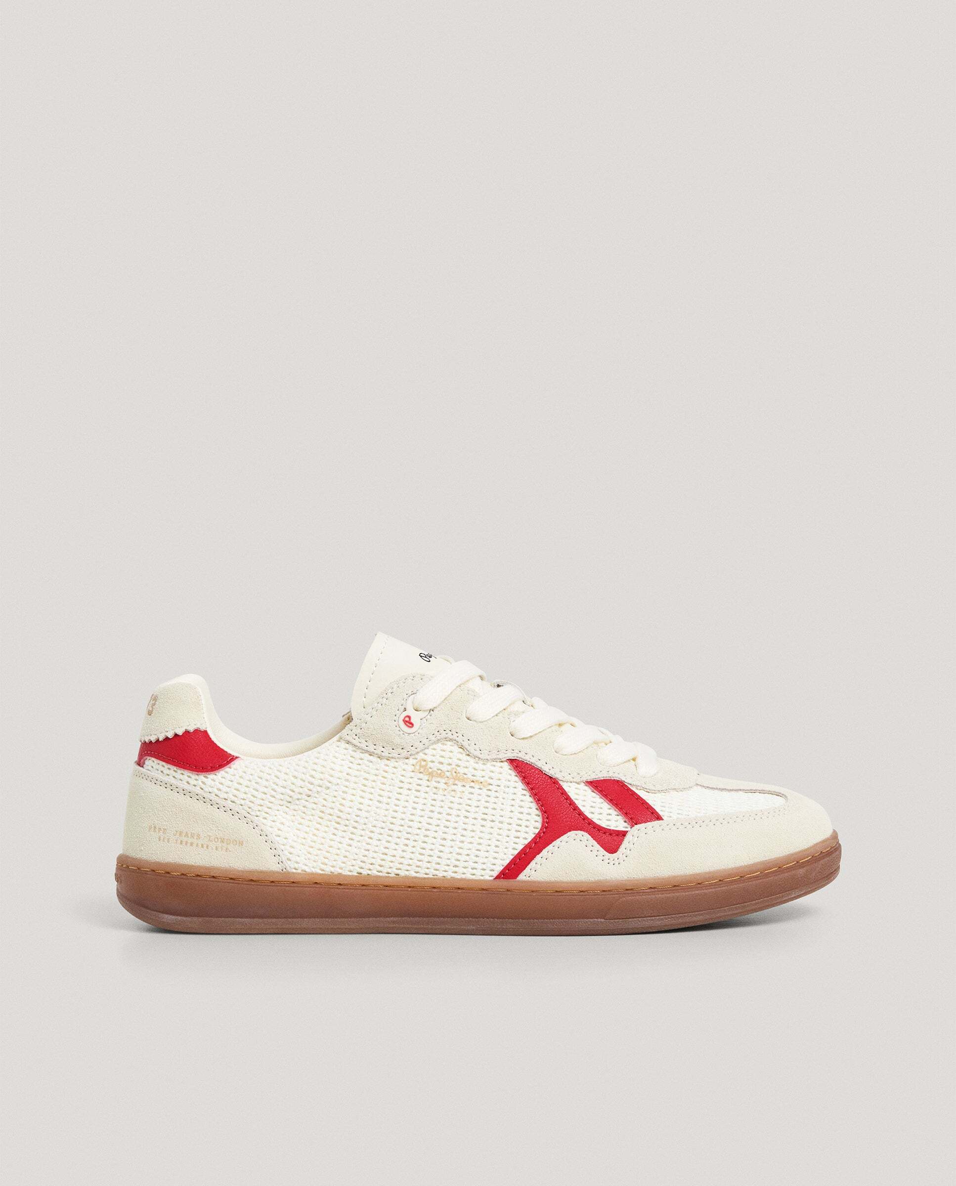 Zapatilla estilo retro de piel con isotipo lateral y suela de goma. - Pepe Jeans - Blanco Blanco-1