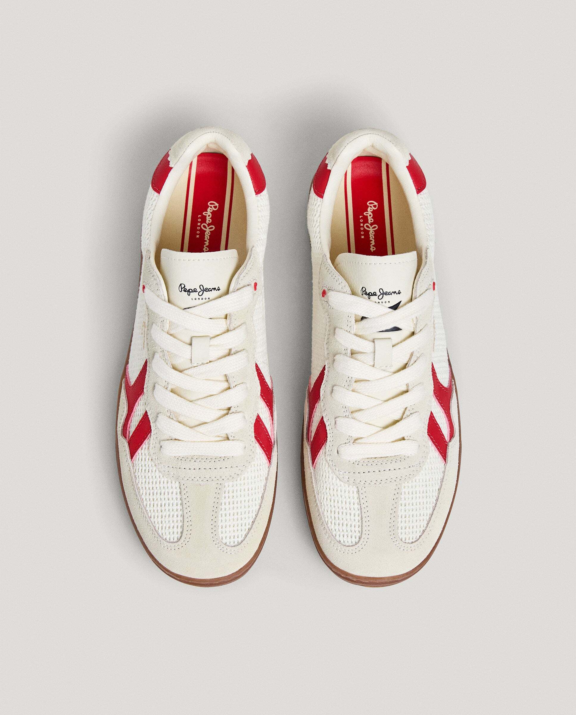 Zapatilla estilo retro de piel con isotipo lateral y suela de goma. - Pepe Jeans - Blanco Blanco-3