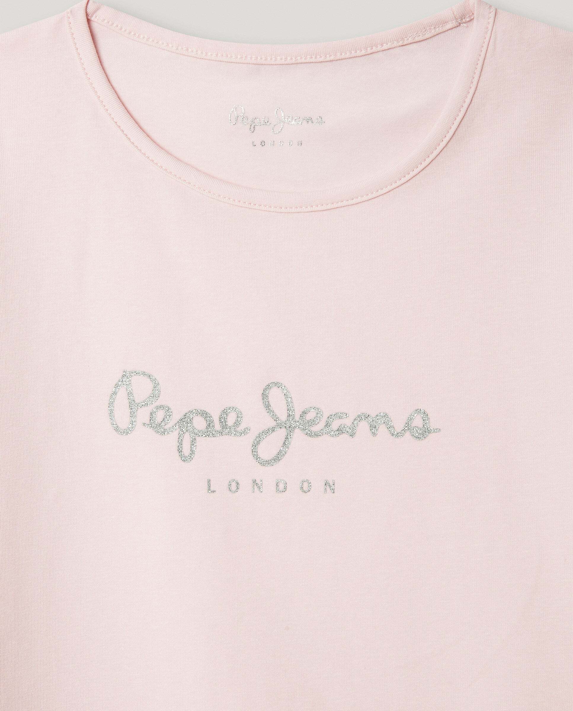 Camiseta de niña logo glitter fit slim - Pepe Jeans - Rosa Rosa-2