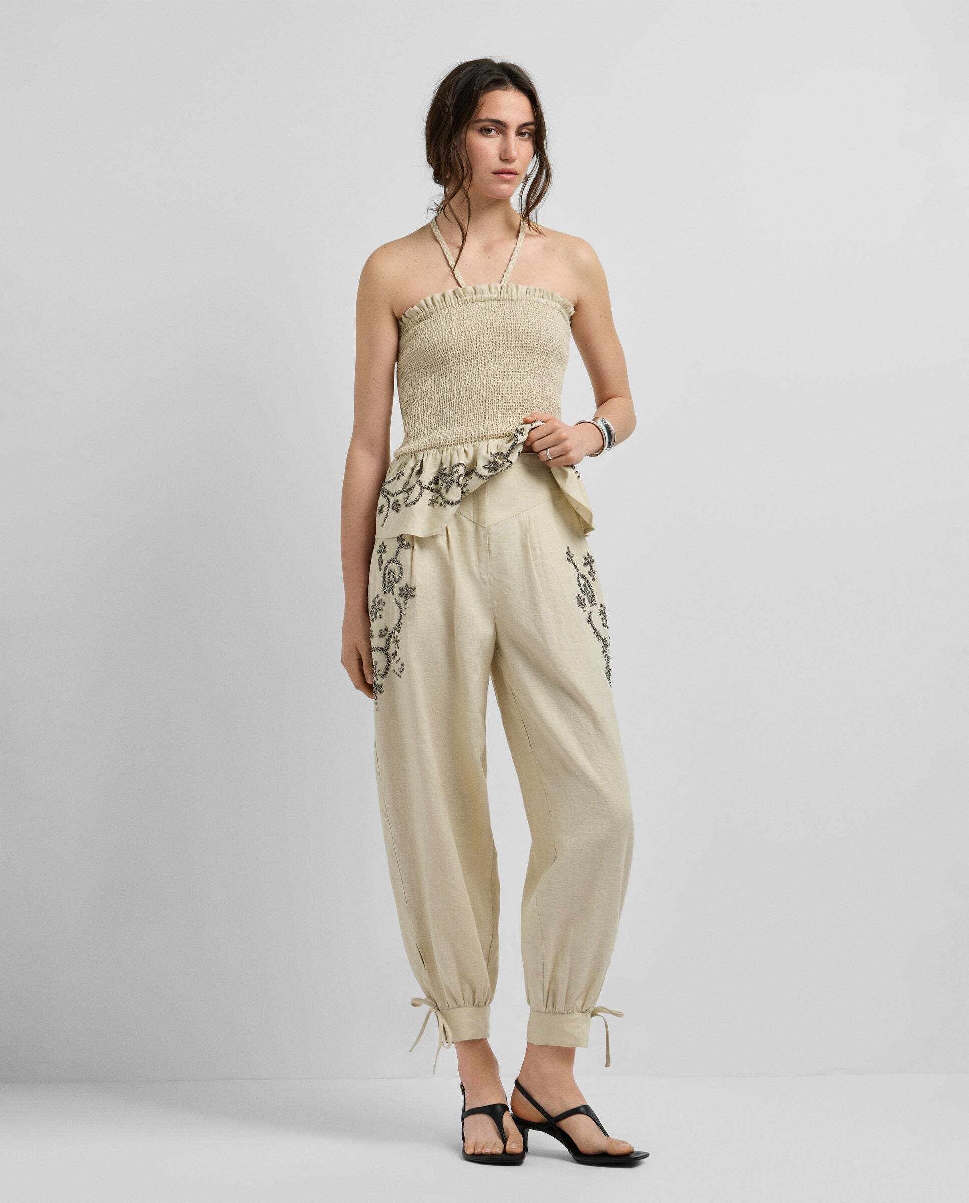 Pepe Jeans - W11 - pantalón ancho de mujer de lino.