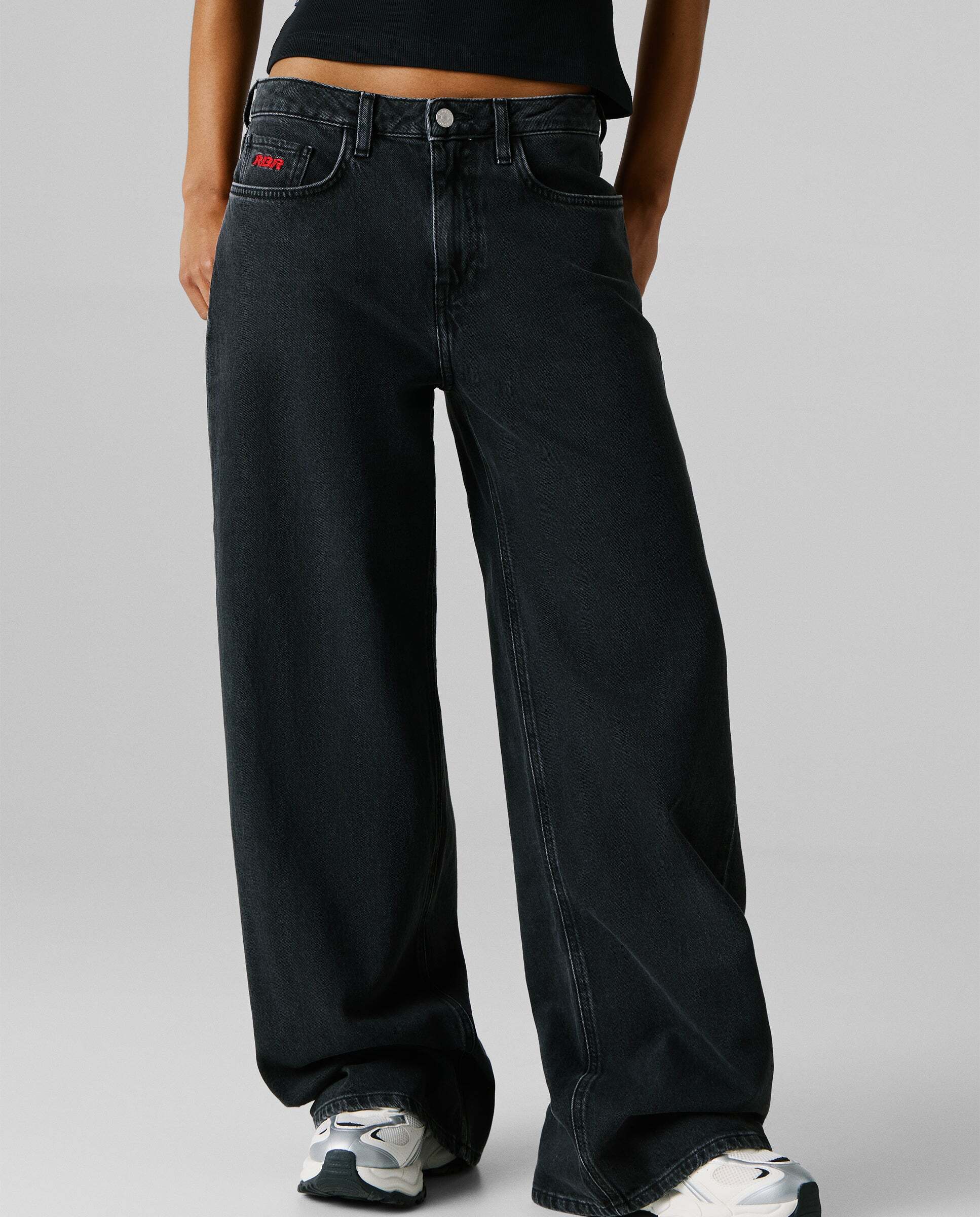Vaquero de mujer fit wide y tiro medio red bull racing - Pepe Jeans - Gris Gris-2